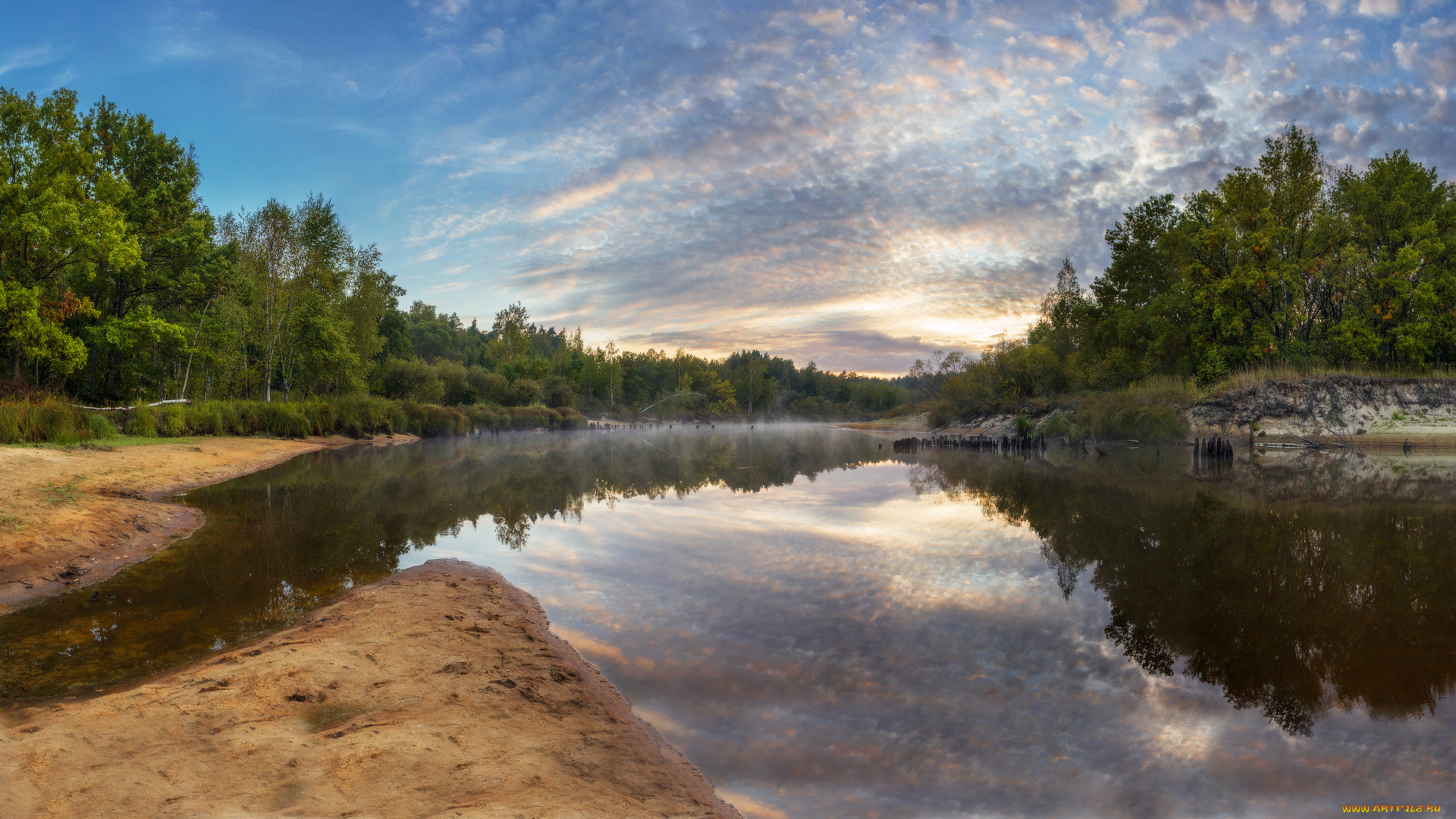 природа, реки, озера, облака, река, лес