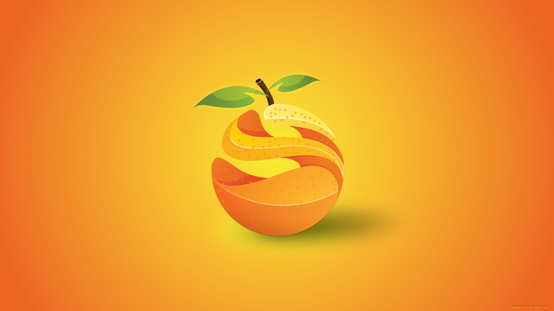 векторная, графика, еда, , food, фон, пистья, апельсин