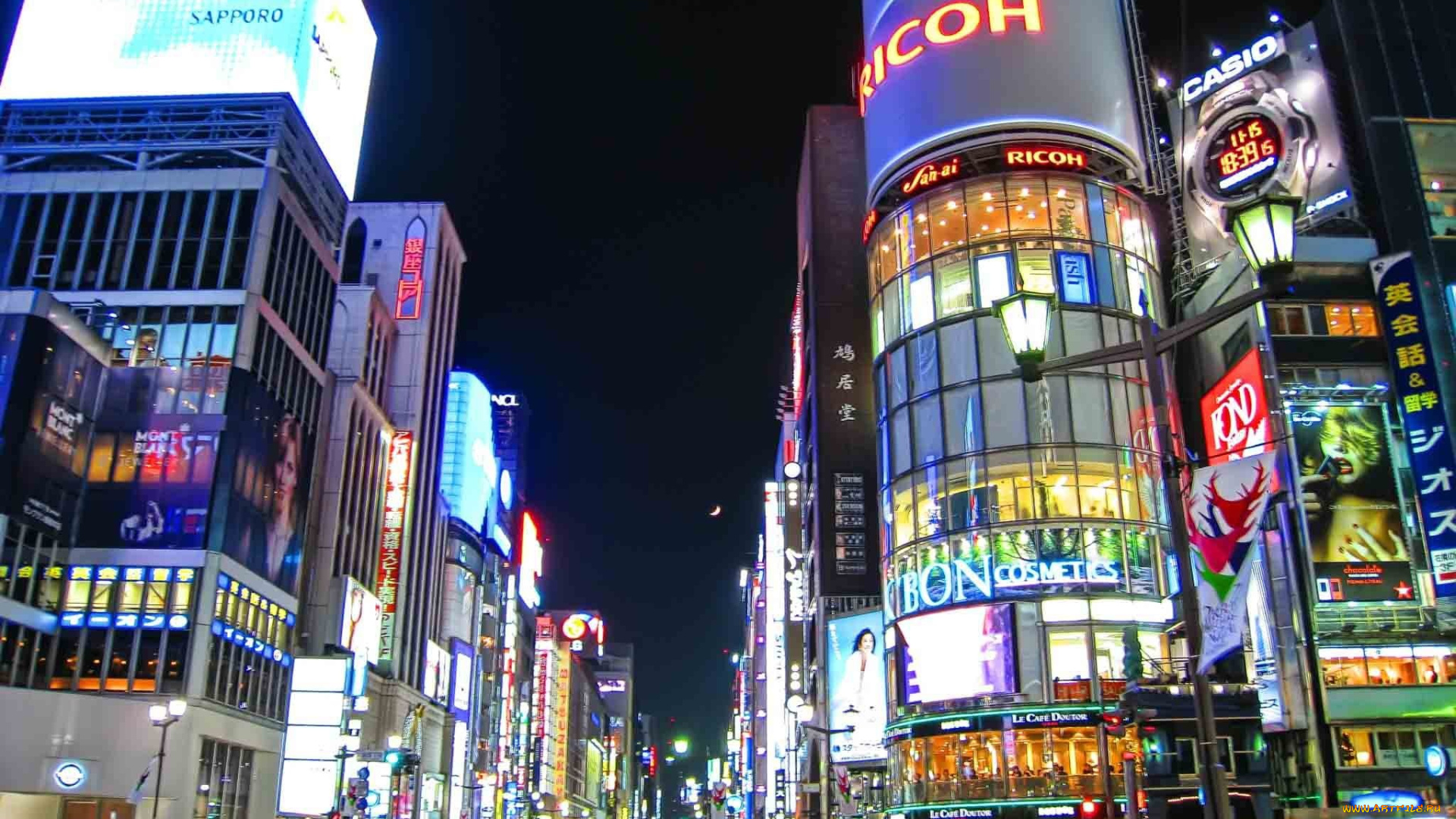 города, токио, , Япония, дома, здания, улица, огни, машины