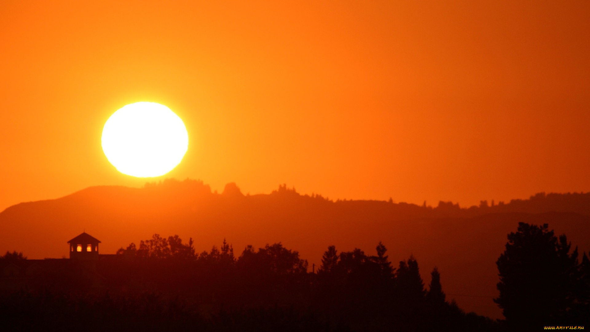 природа, восходы, закаты, закат, солнце, силуэты