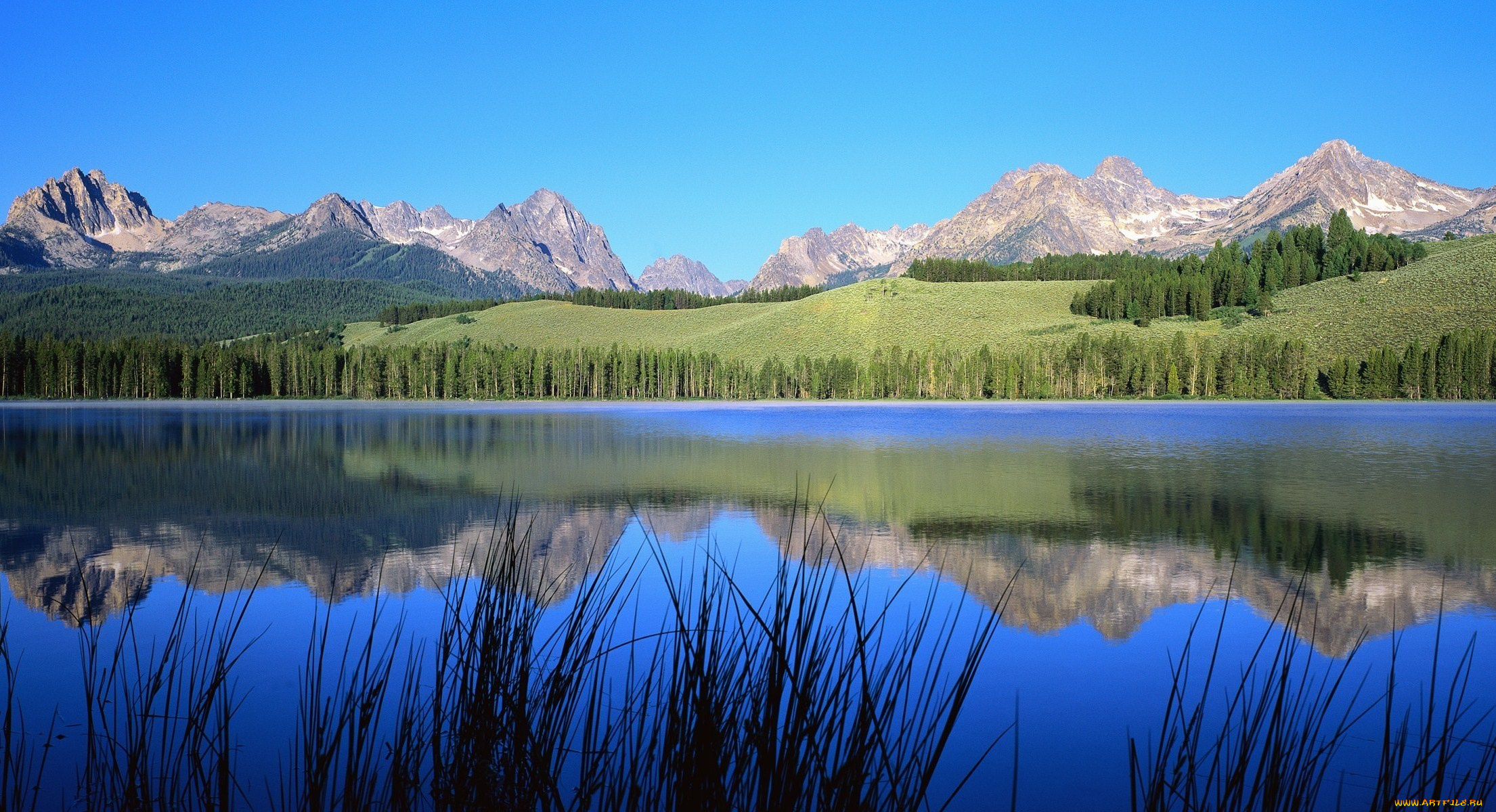 природа, реки, озера, озеро, луга, лес, горы