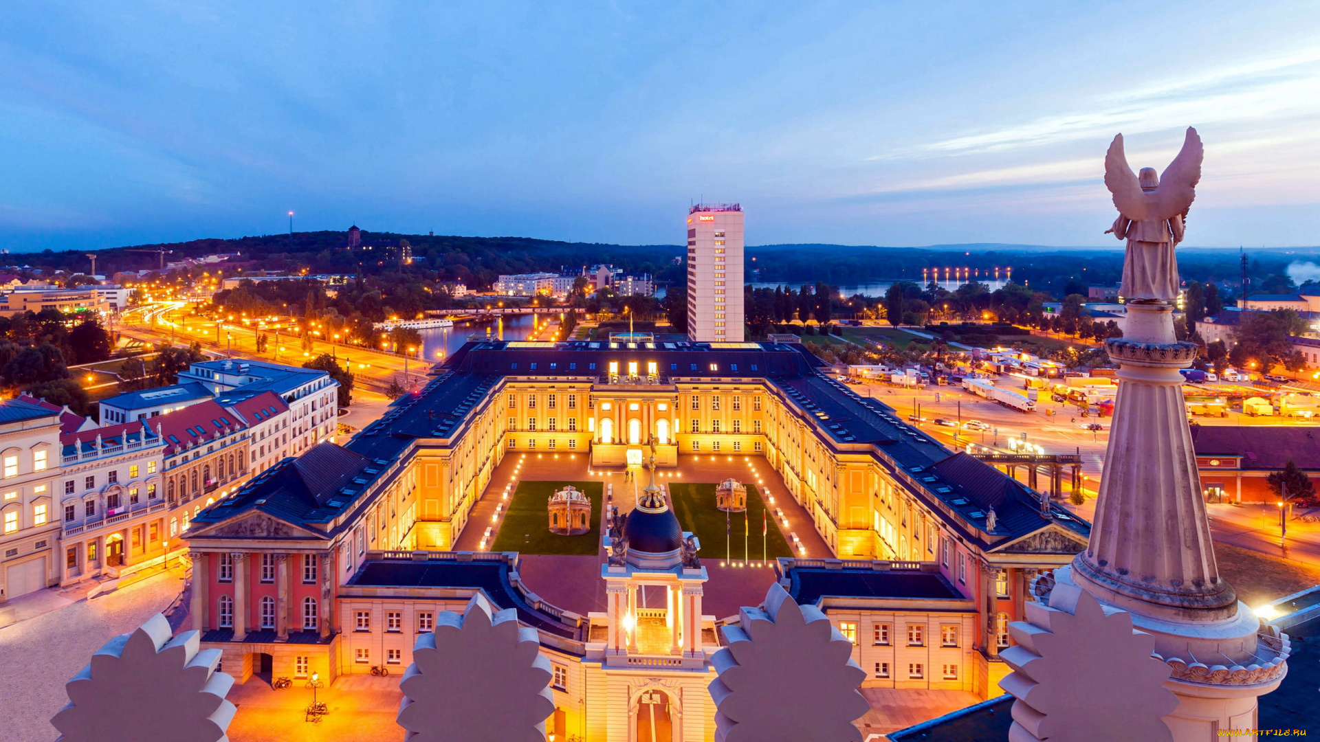 city, palace, old, market, square, potsdam, germany, города, -, огни, ночного, города, city, palace, old, market, square