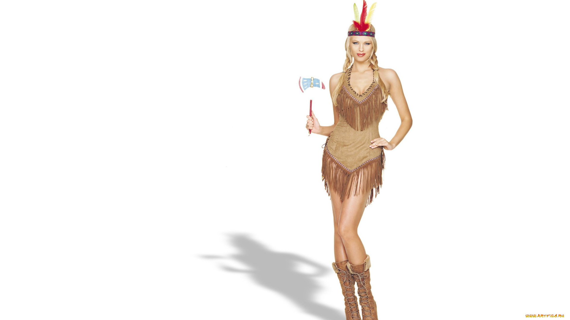 девушки, ирина, воронина, блондинка, костюм, индеец, томагавк
