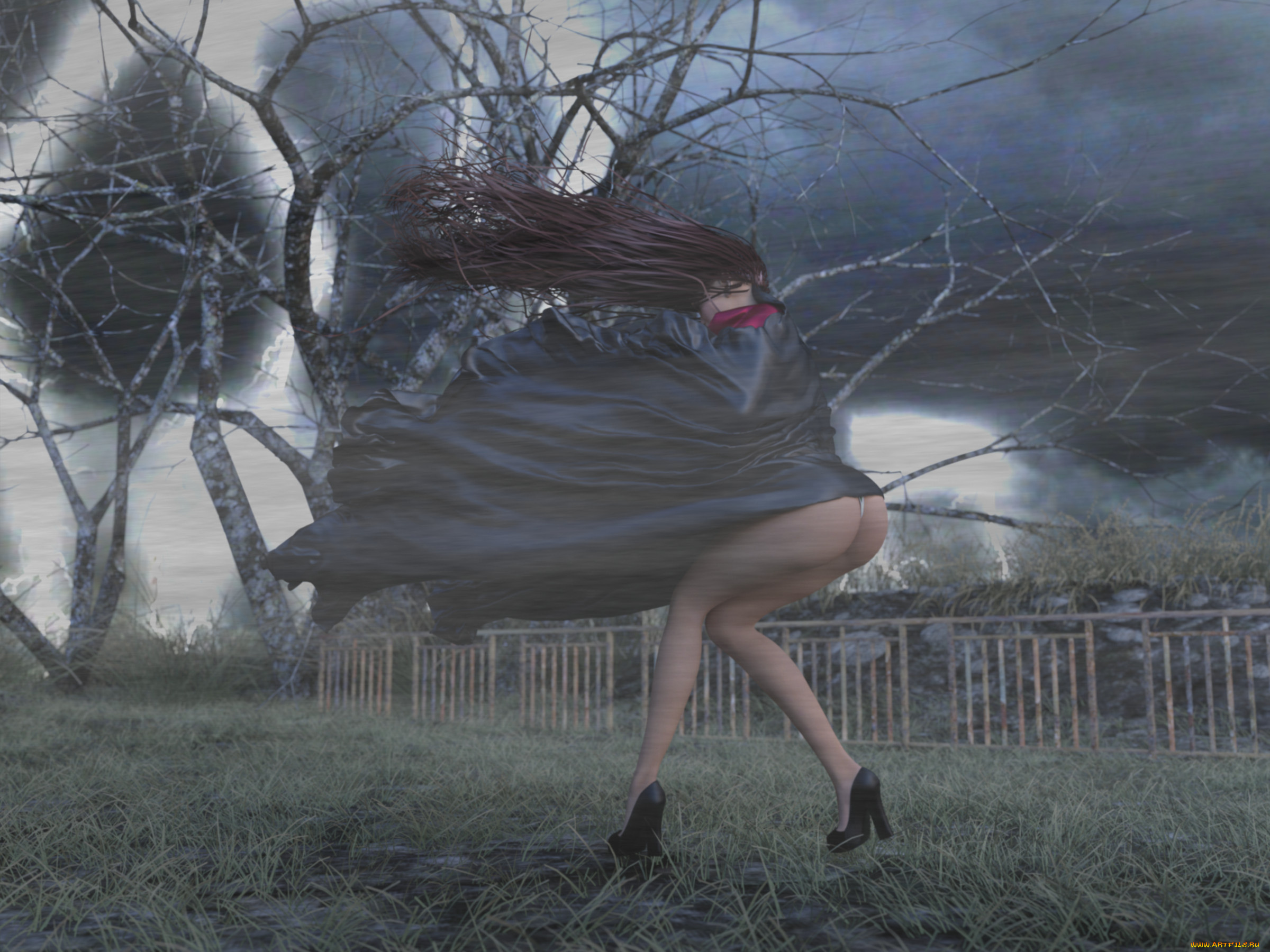 3д, графика, люди, , people, девушка, фон, ветер