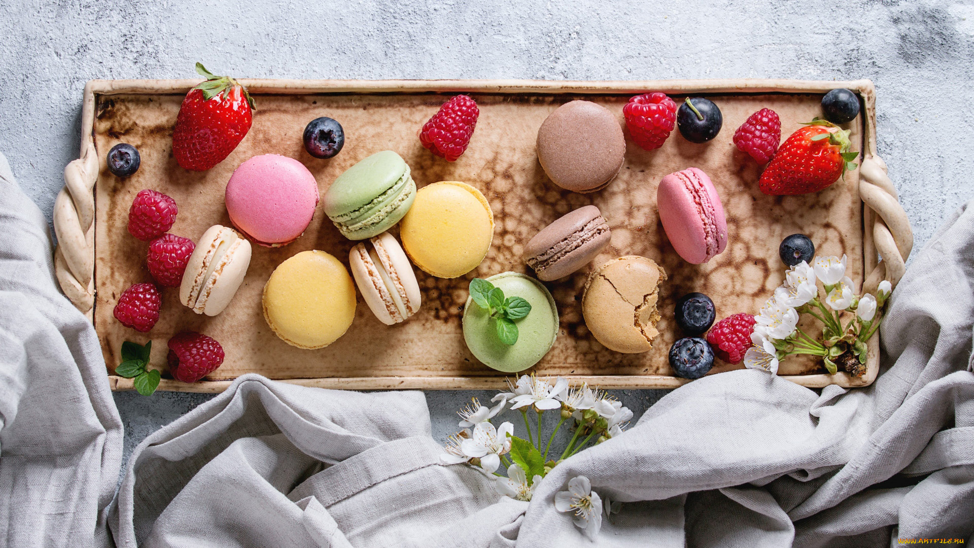 еда, макаруны, лакомство, печенье