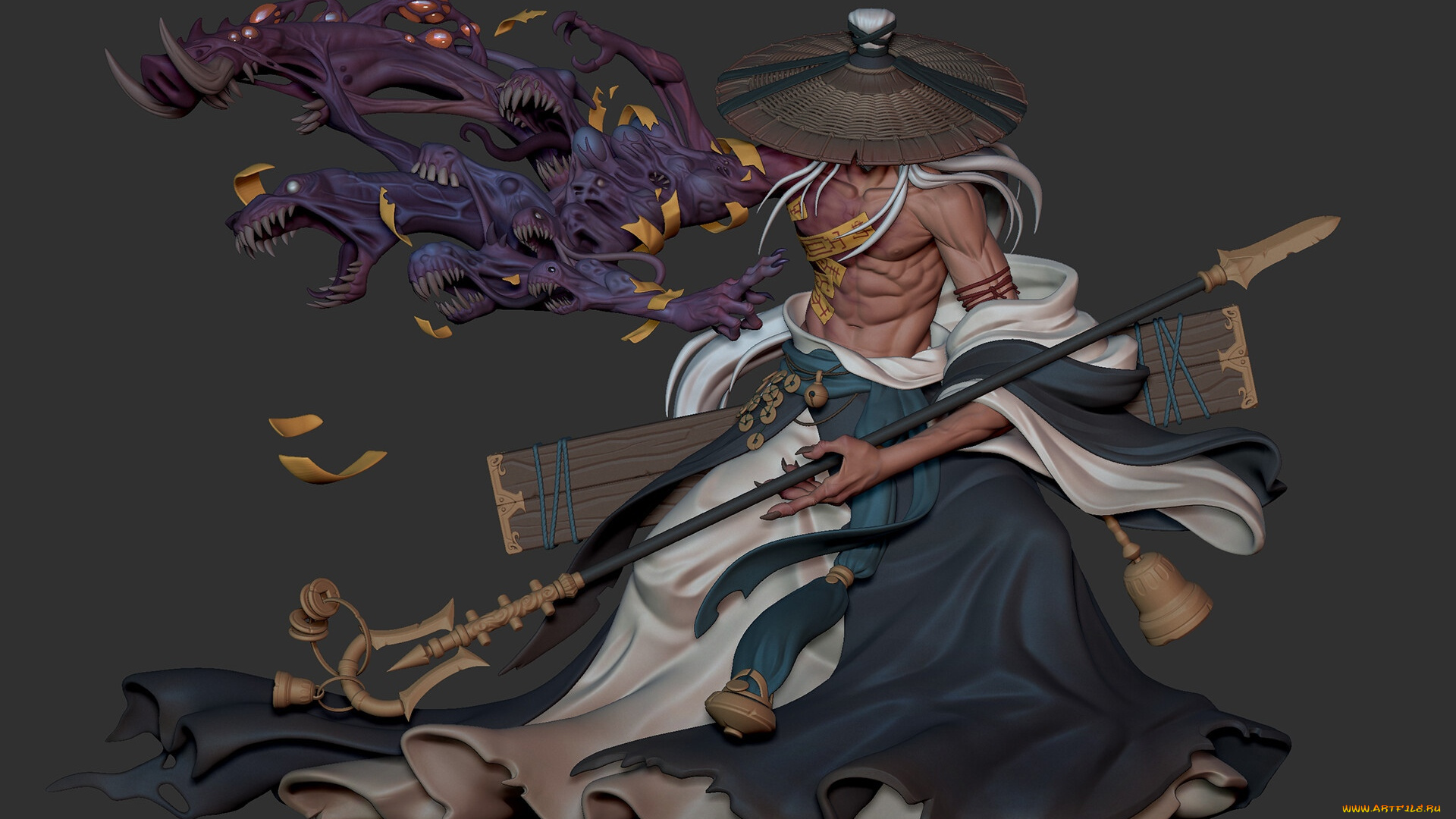 фэнтези, существа, мужчина, шляпа, оружие, монстры