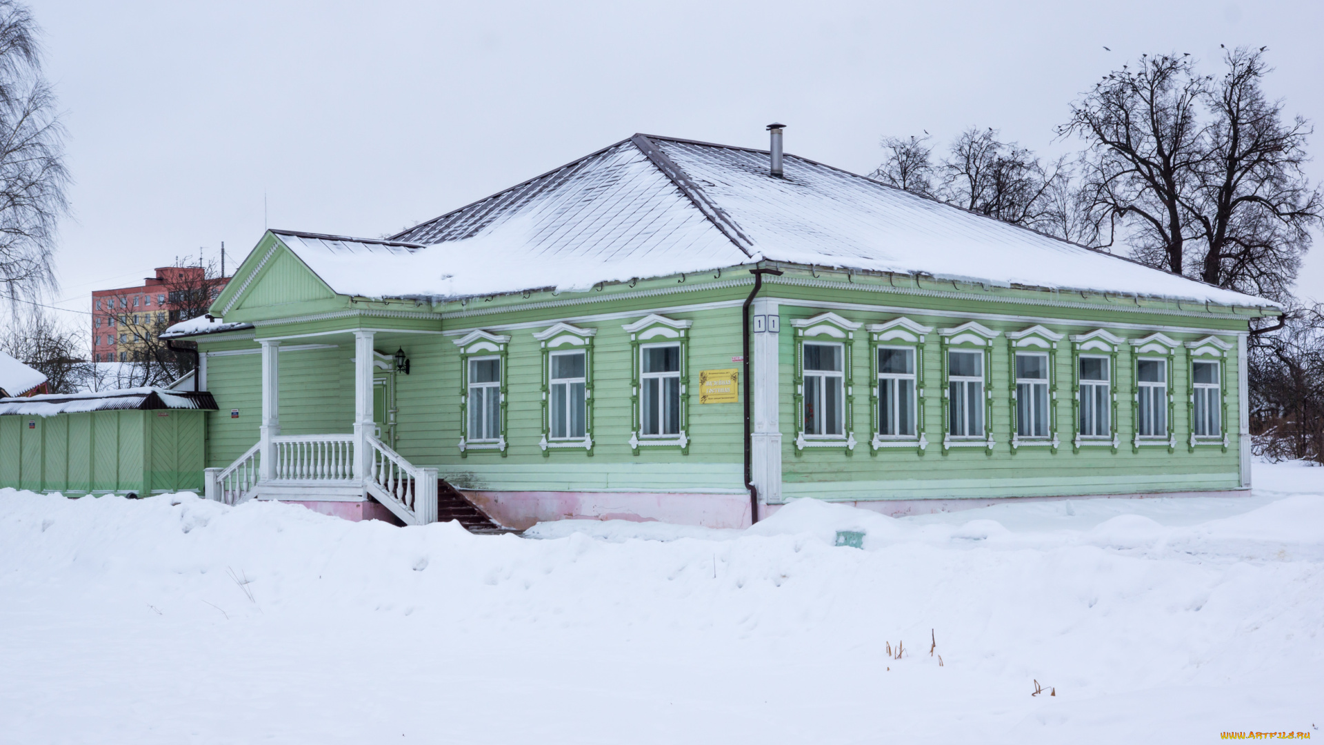 города, -, здания, , дома, купеческий, дом, дмитров, московская, область, зима, архитектура, зодчество