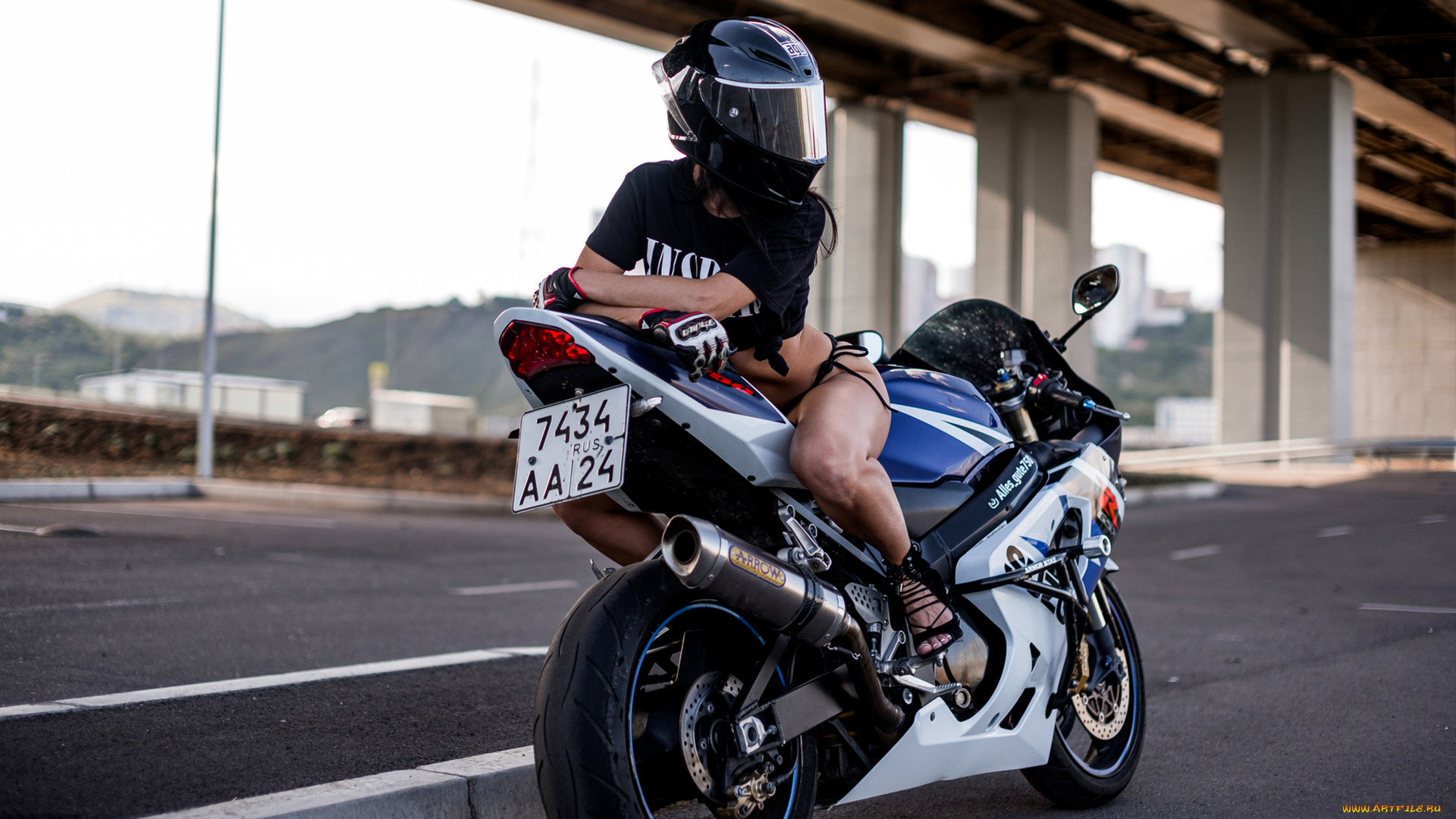 мотоциклы, мото, с, девушкой, красивая, девушка