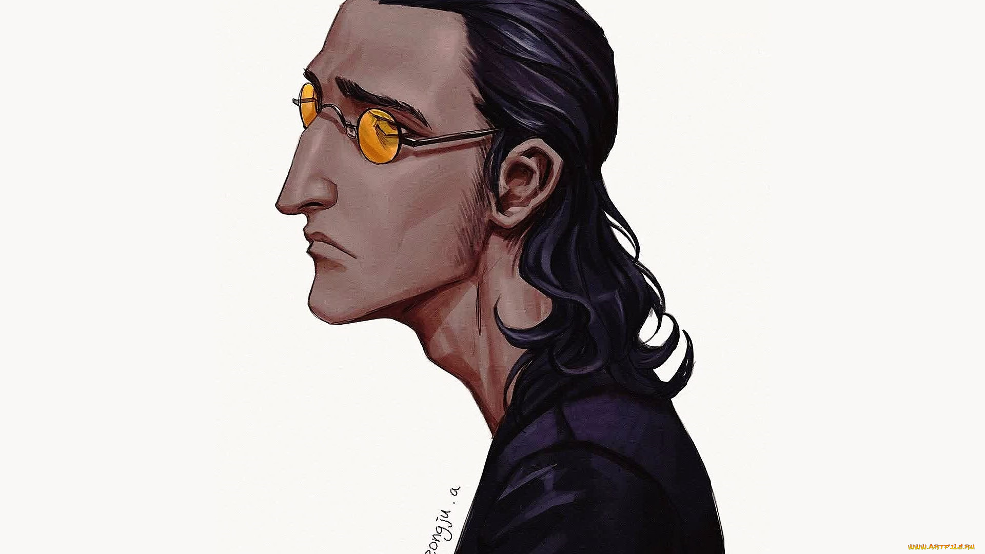 рисованное, люди, лицо, очки