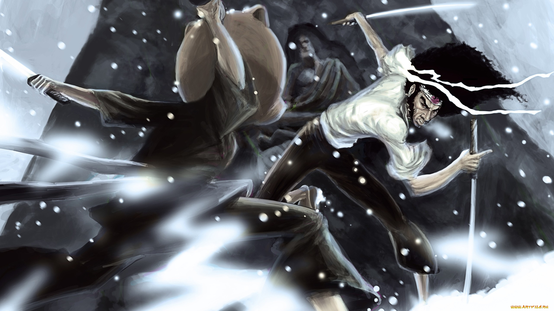 видео, игры, afro, samurai, самурай, бой, снег