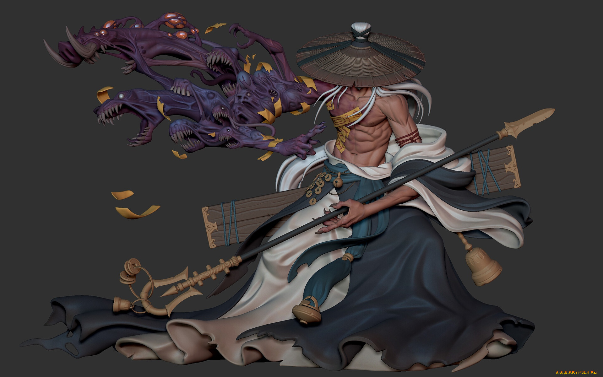 фэнтези, существа, мужчина, шляпа, оружие, монстры
