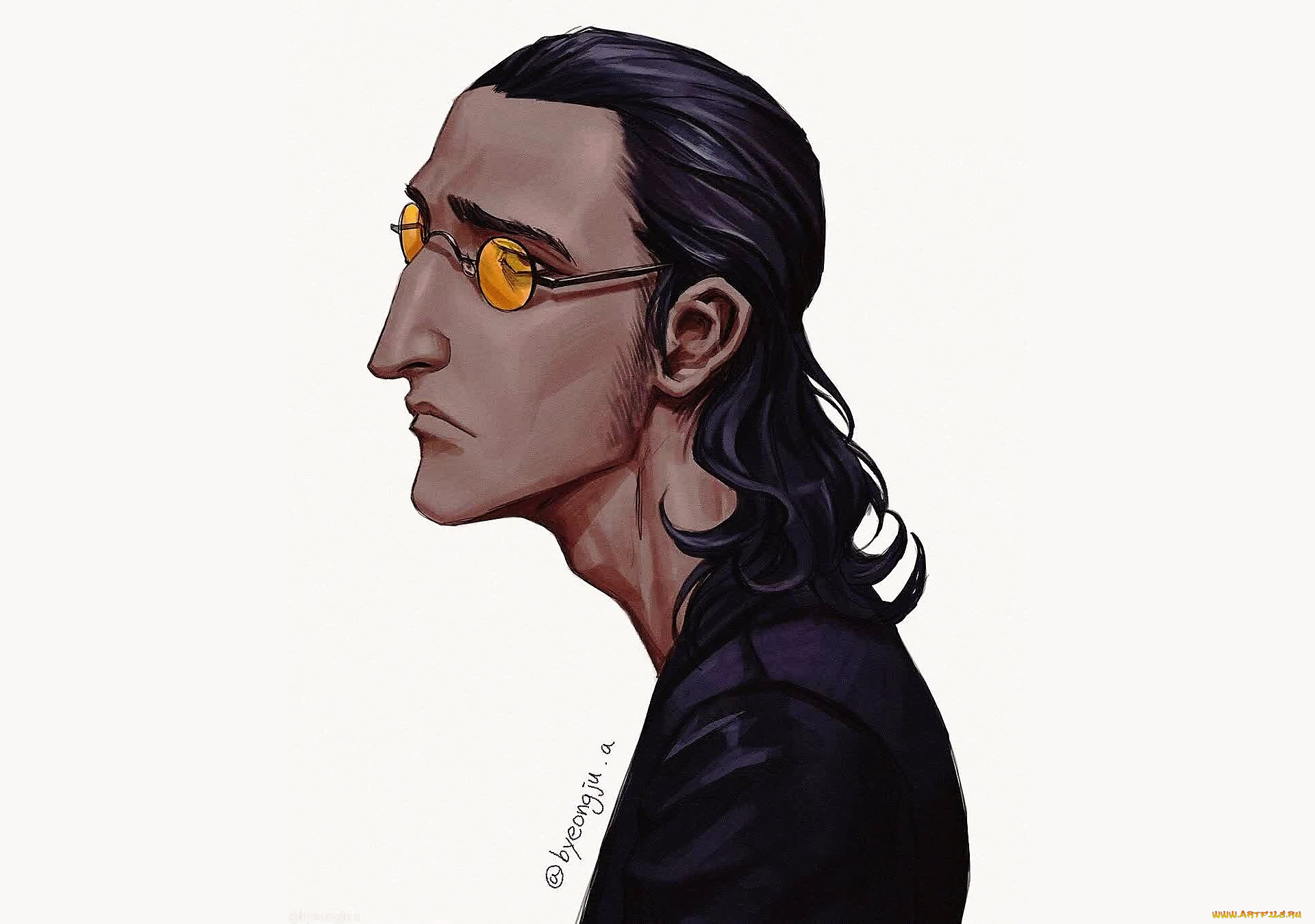 рисованное, люди, лицо, очки