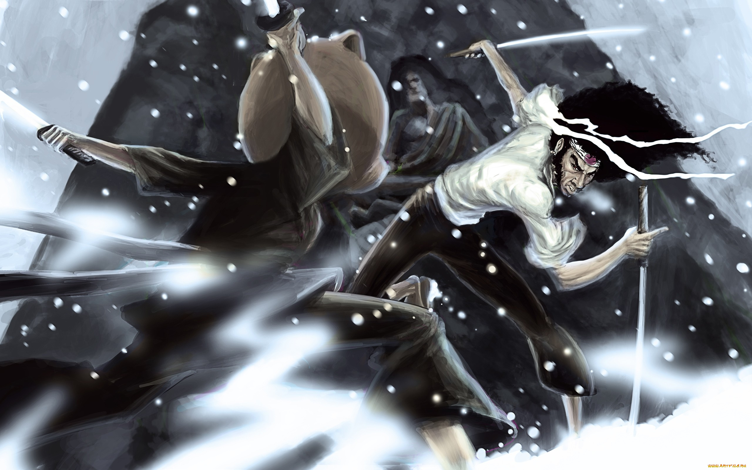 видео, игры, afro, samurai, самурай, бой, снег