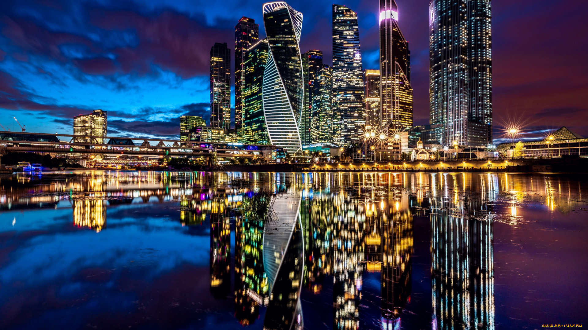 города, москва, , россия, москва, город, столица, ночь, иллюминация, сити, небоскребы