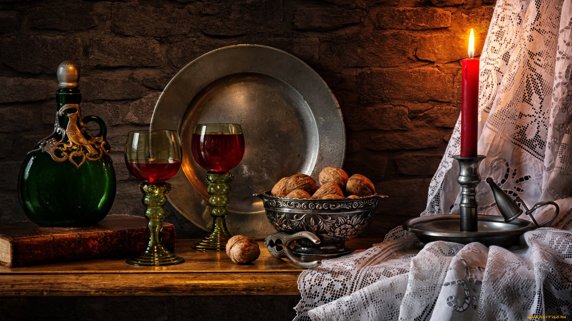 еда, натюрморт, орехи, вино