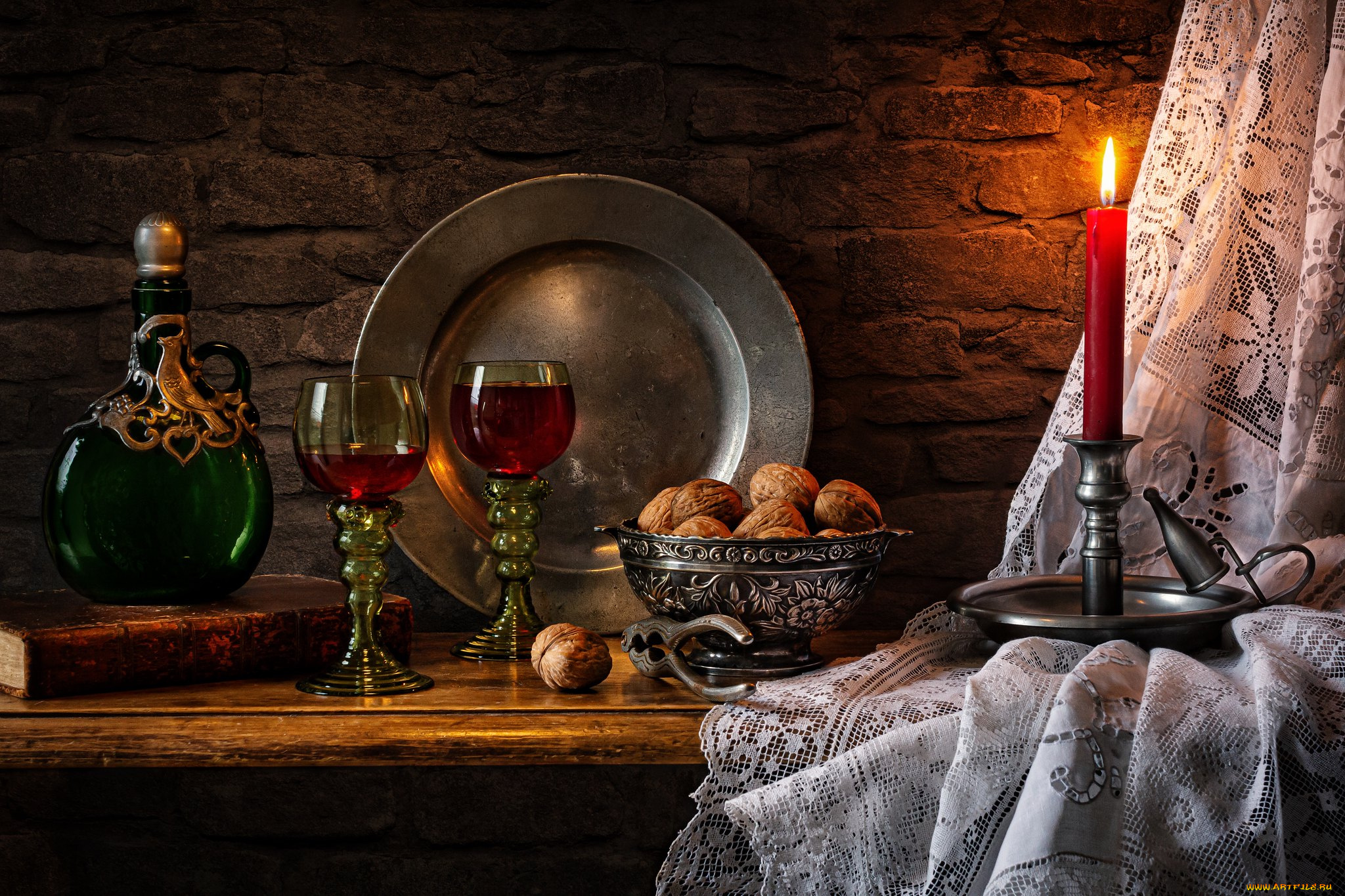 еда, натюрморт, орехи, вино