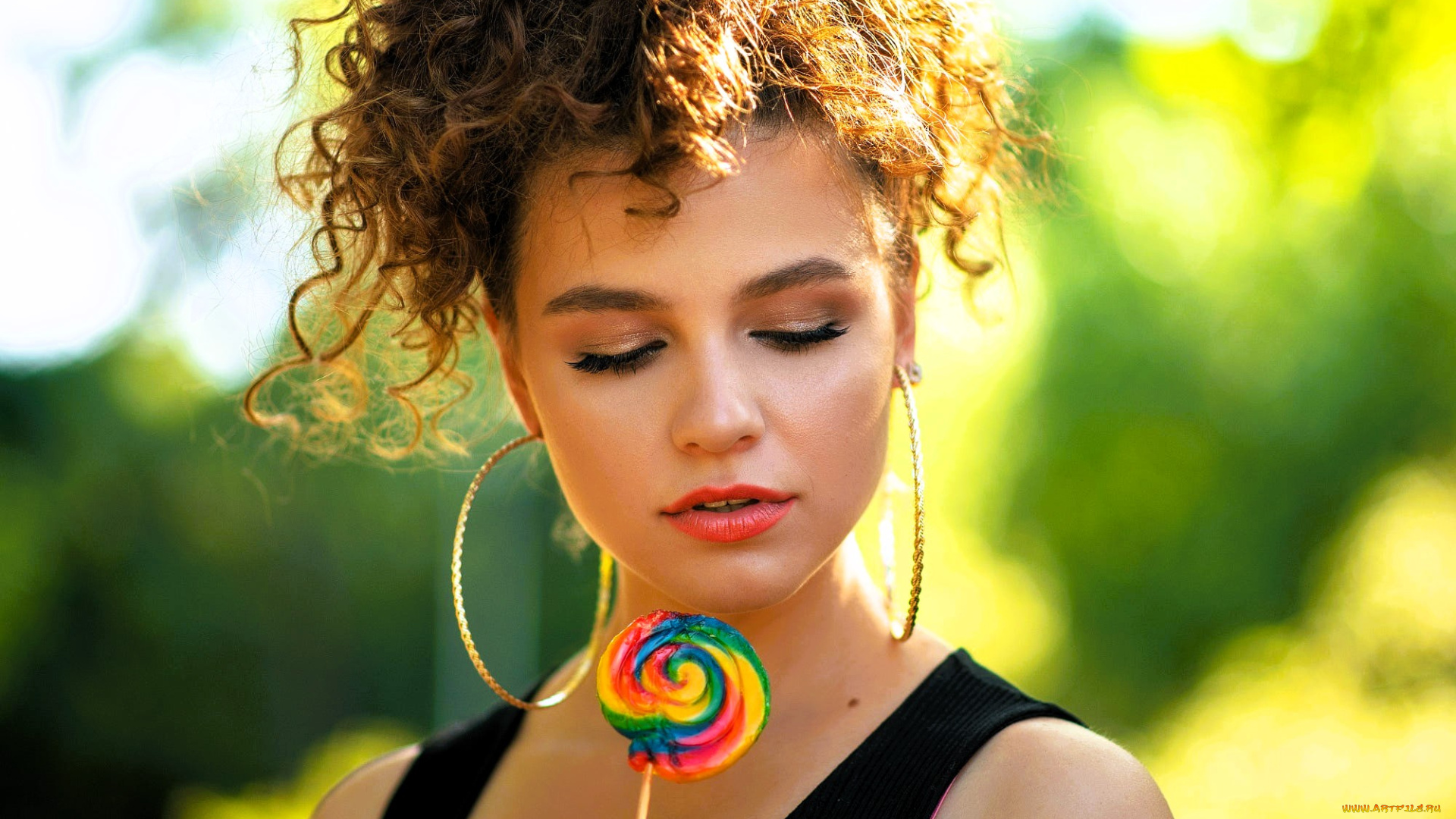 девушки, -, лица, , портреты, шатенка, лицо, леденец