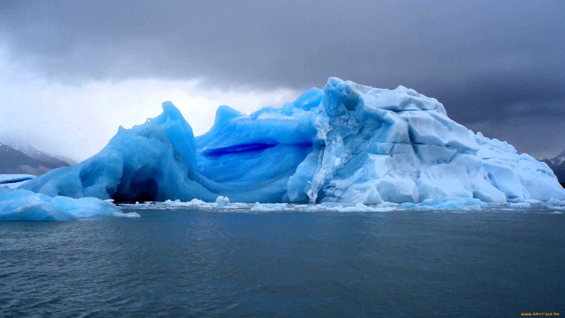 природа, айсберги, и, ледники, айсберг, льдина, море