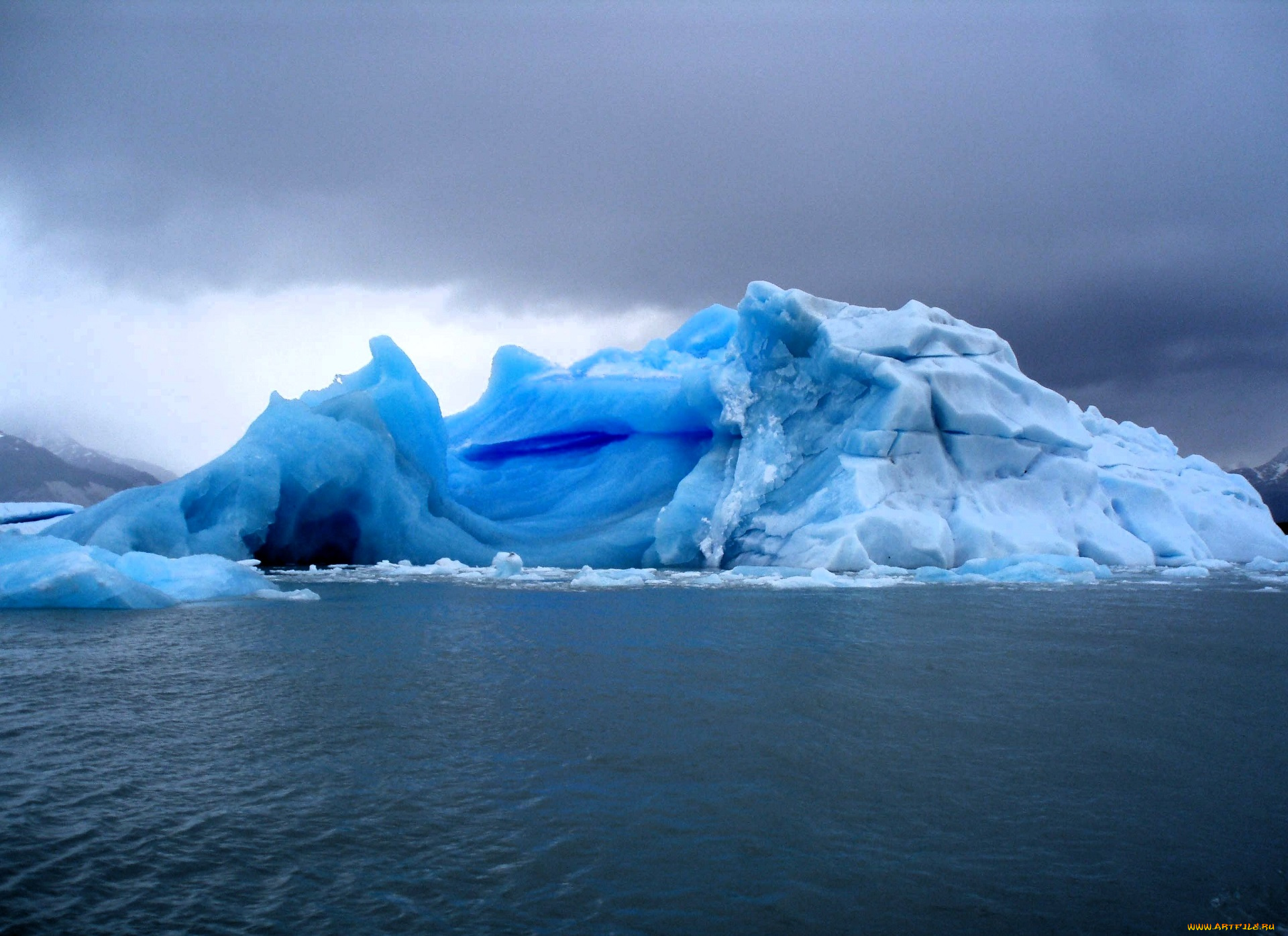 природа, айсберги, и, ледники, айсберг, льдина, море