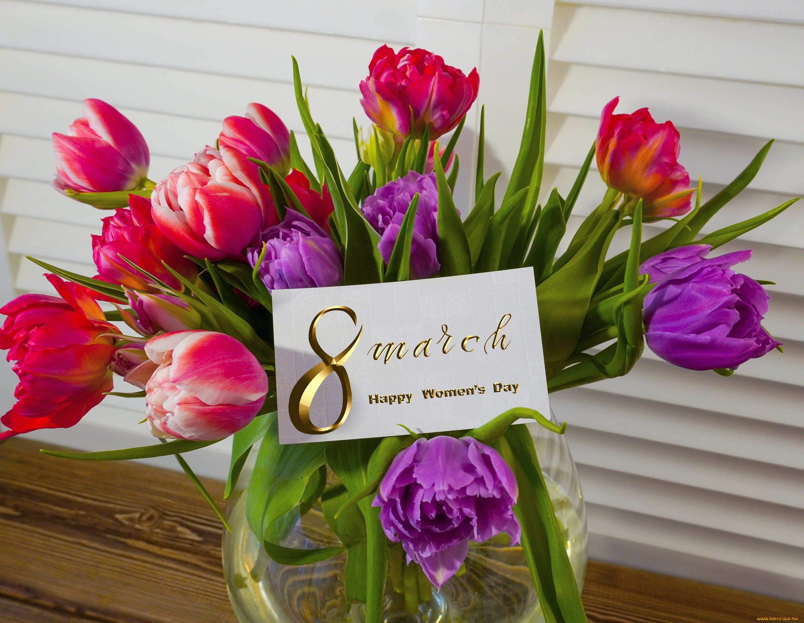 праздничные, международный, женский, день, -, 8, марта, букет, тюльпаны, надпись