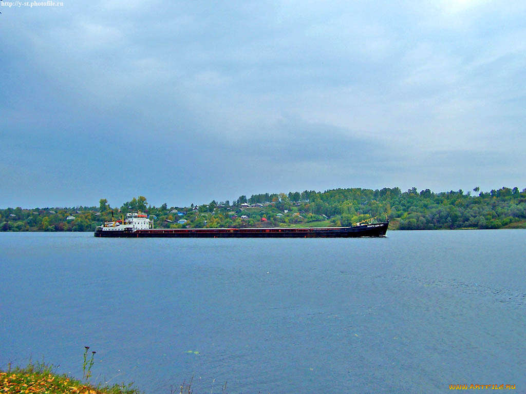 плес, левитановская, осень, корабли, баржи