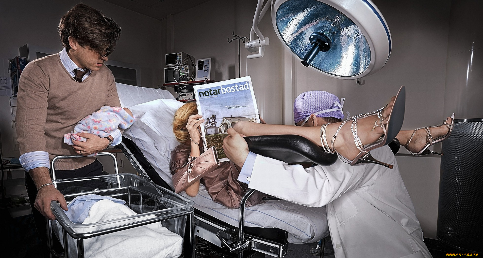 юмор, приколы, газета, роды, младенец, врач