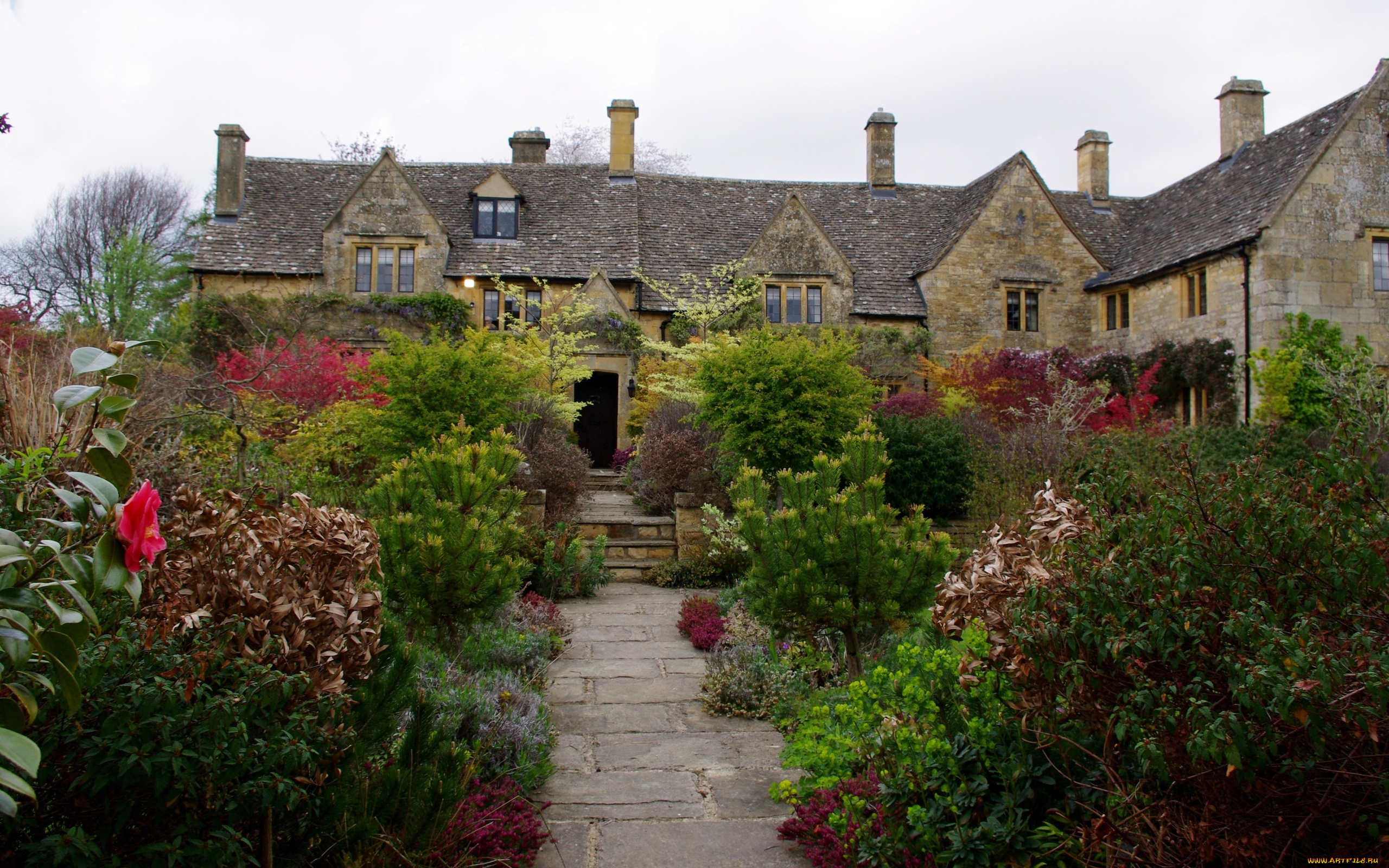 города, здания, дома, дом, дорожка, ступеньки, цветы