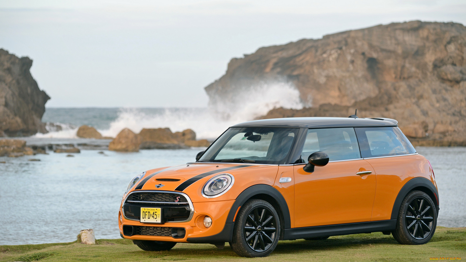 2014, mini, cooper, s, автомобили, mini, тюнинг, побережье, оранжевый, cooper