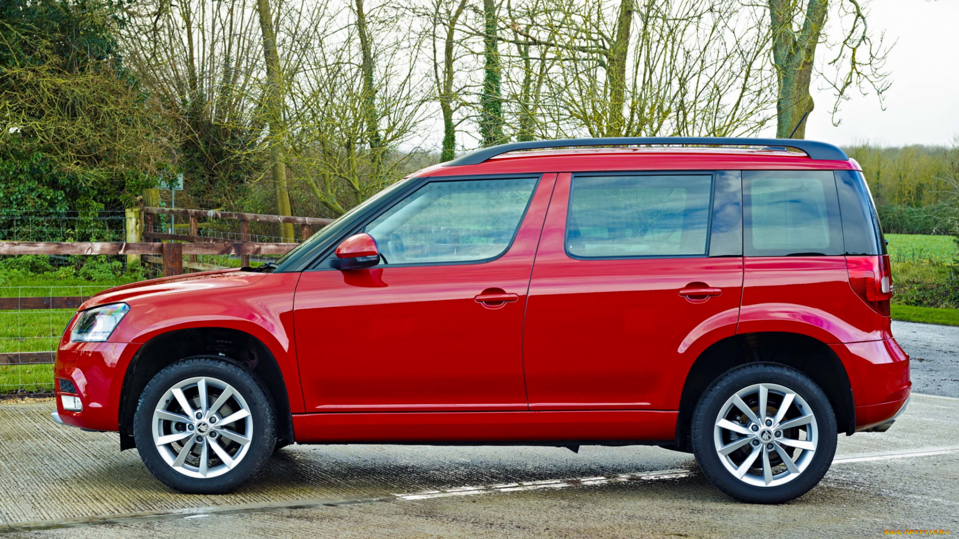 автомобили, skoda, 2014г, красный, uk-spec, yeti