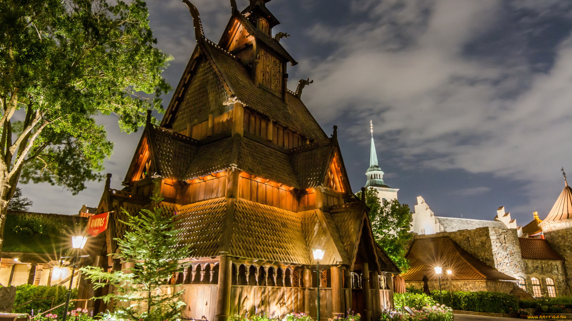 города, диснейленд, ночь, парки, hdr, дизайн, сша, калифорния, анахайм