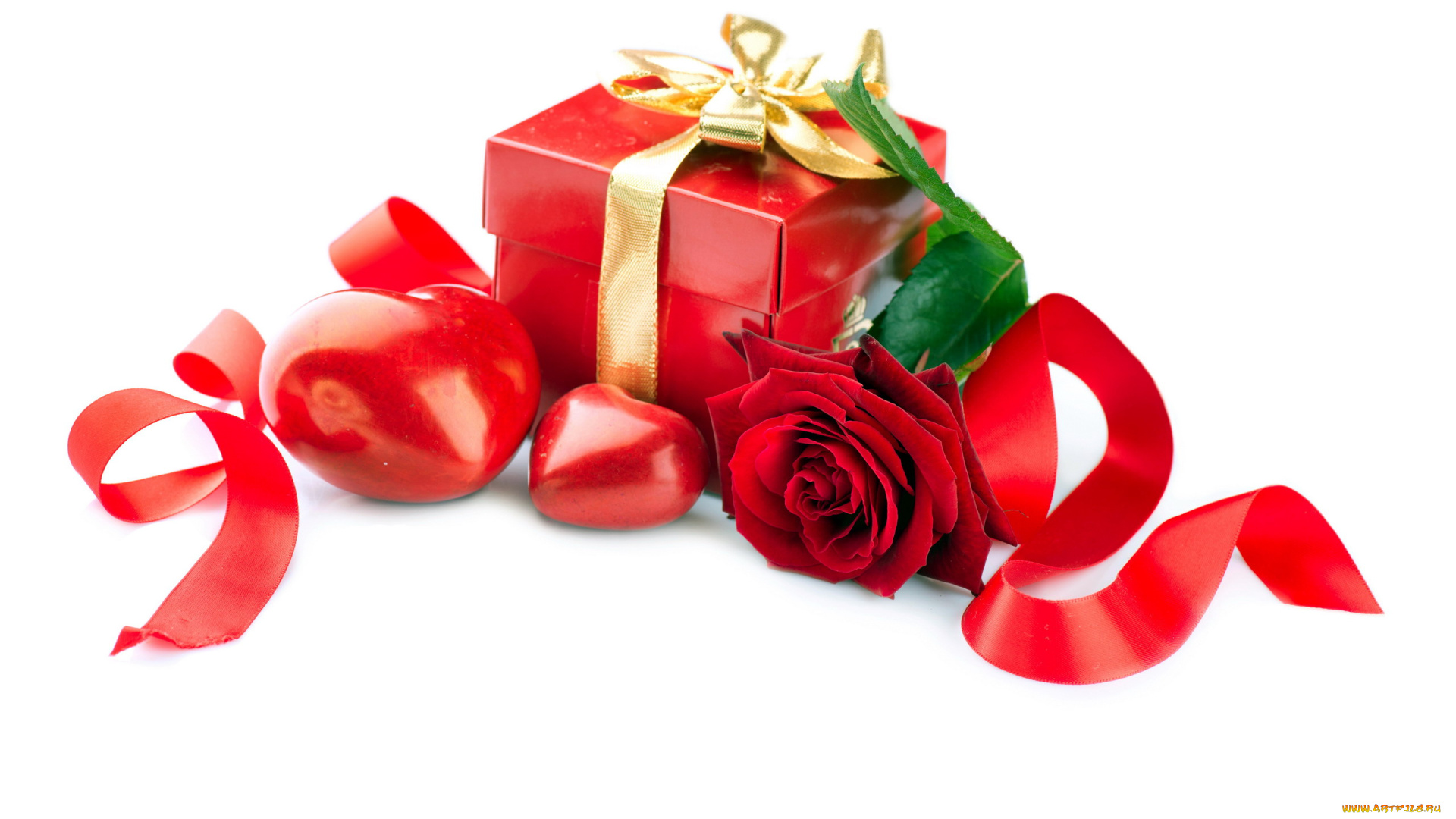праздничные, день, святого, валентина, , сердечки, , любовь, красный, роза, сердечки, лента, бант, коробка