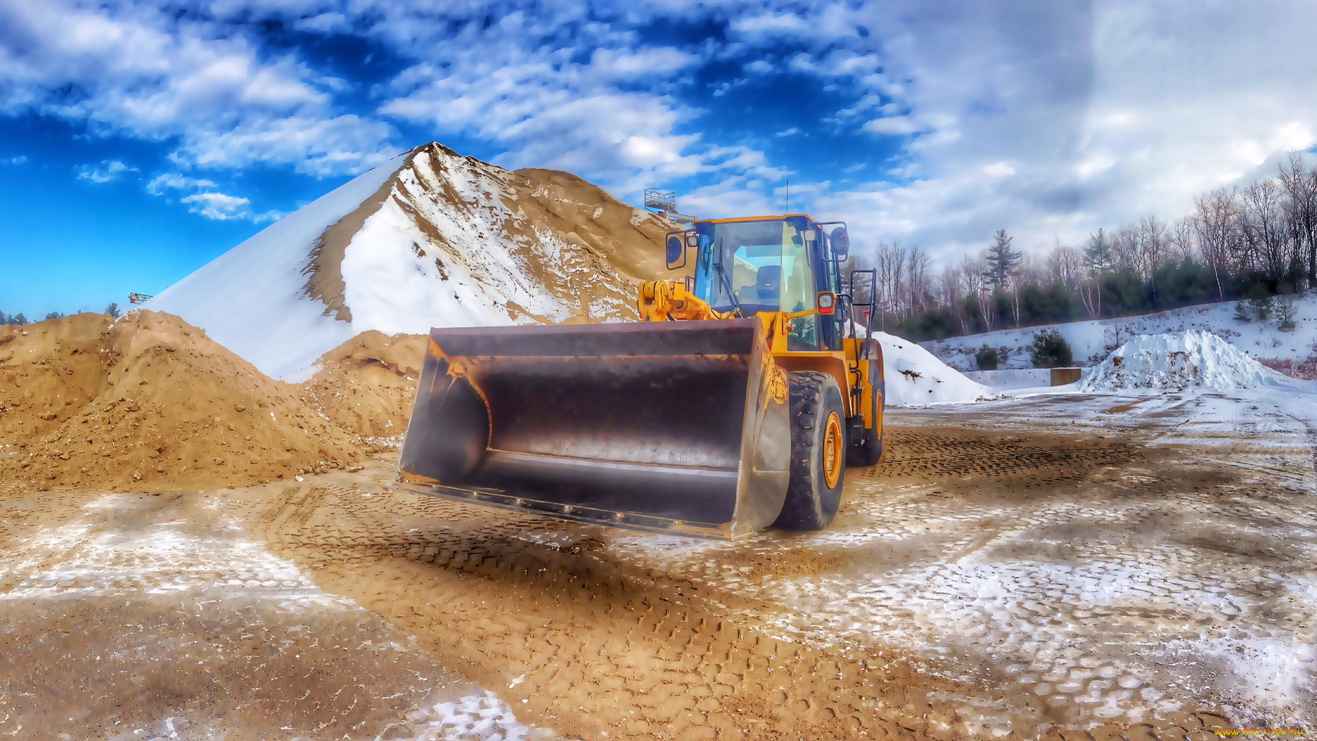 техника, бульдозеры, на, колёсах, мощь, ковш, бульдозер