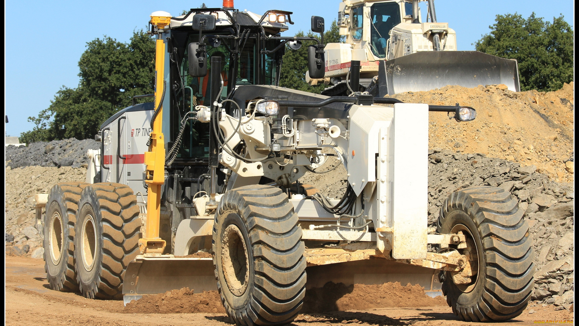 техника, грейдеры, грейдер, бульдозер, работы