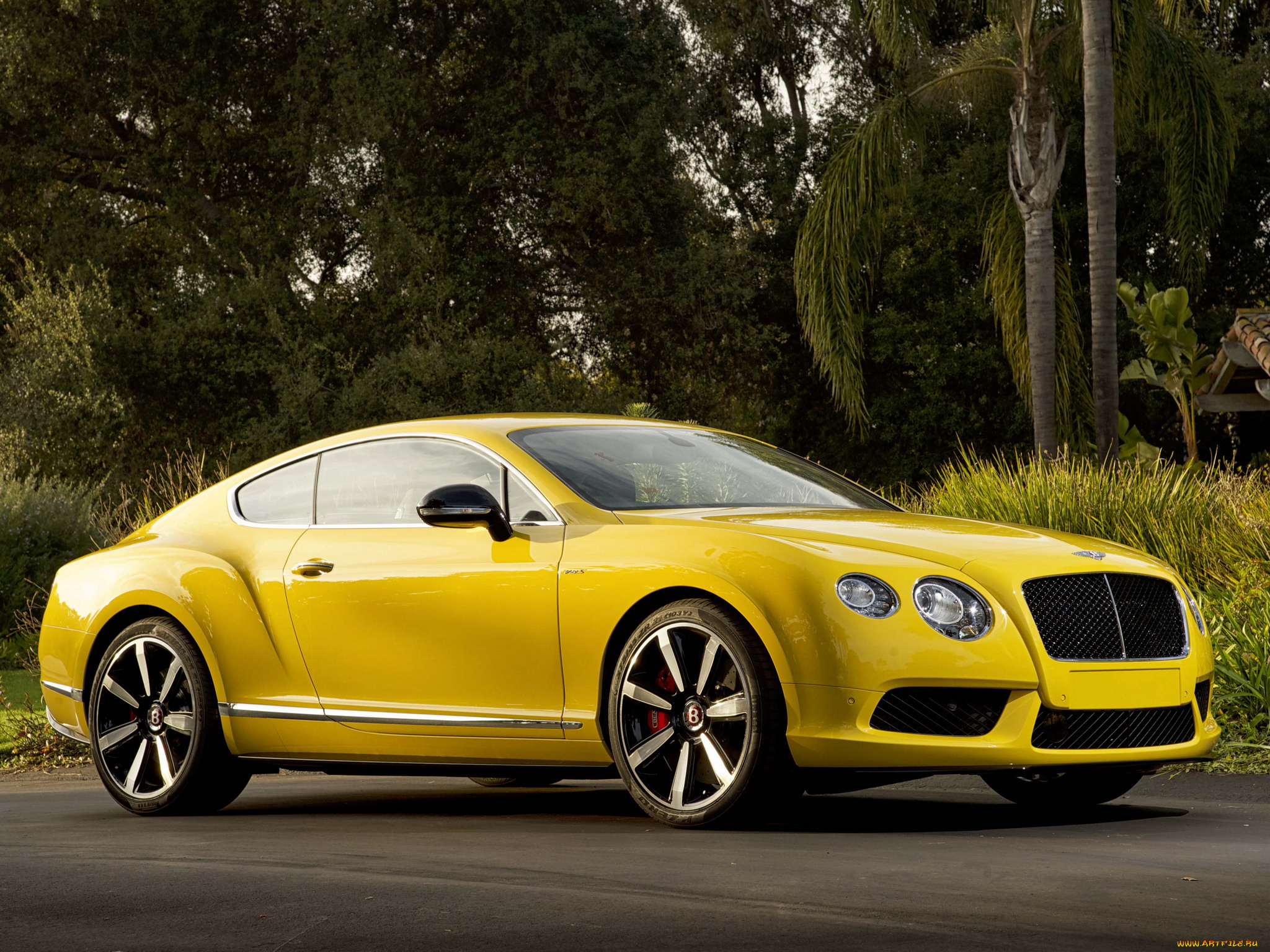 автомобили, bentley, continental, gt, v8, s, coupe, 2013г, желтый