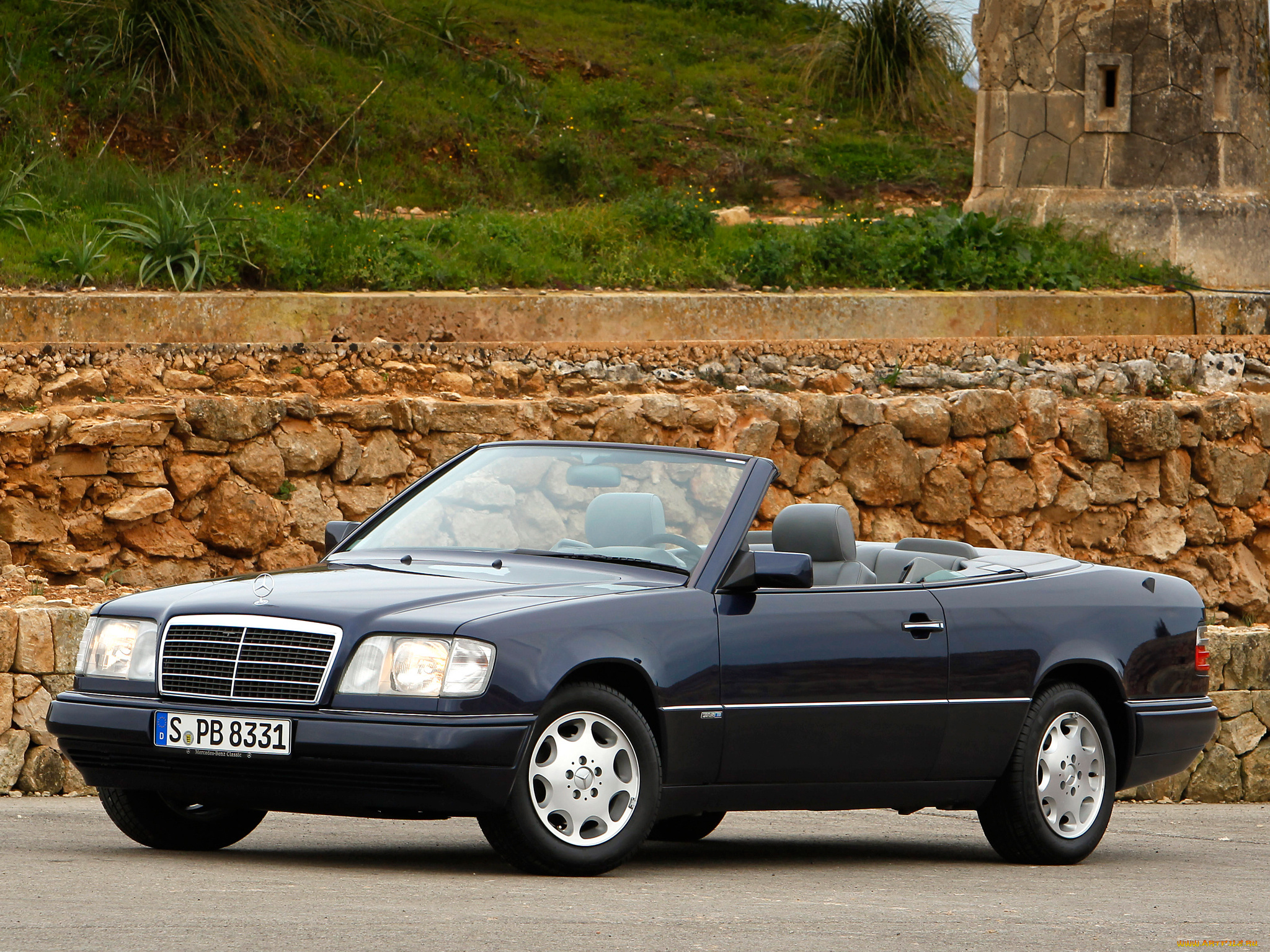 автомобили, mercedes-benz, e, 200, cabrio, a124, 1994г, темный