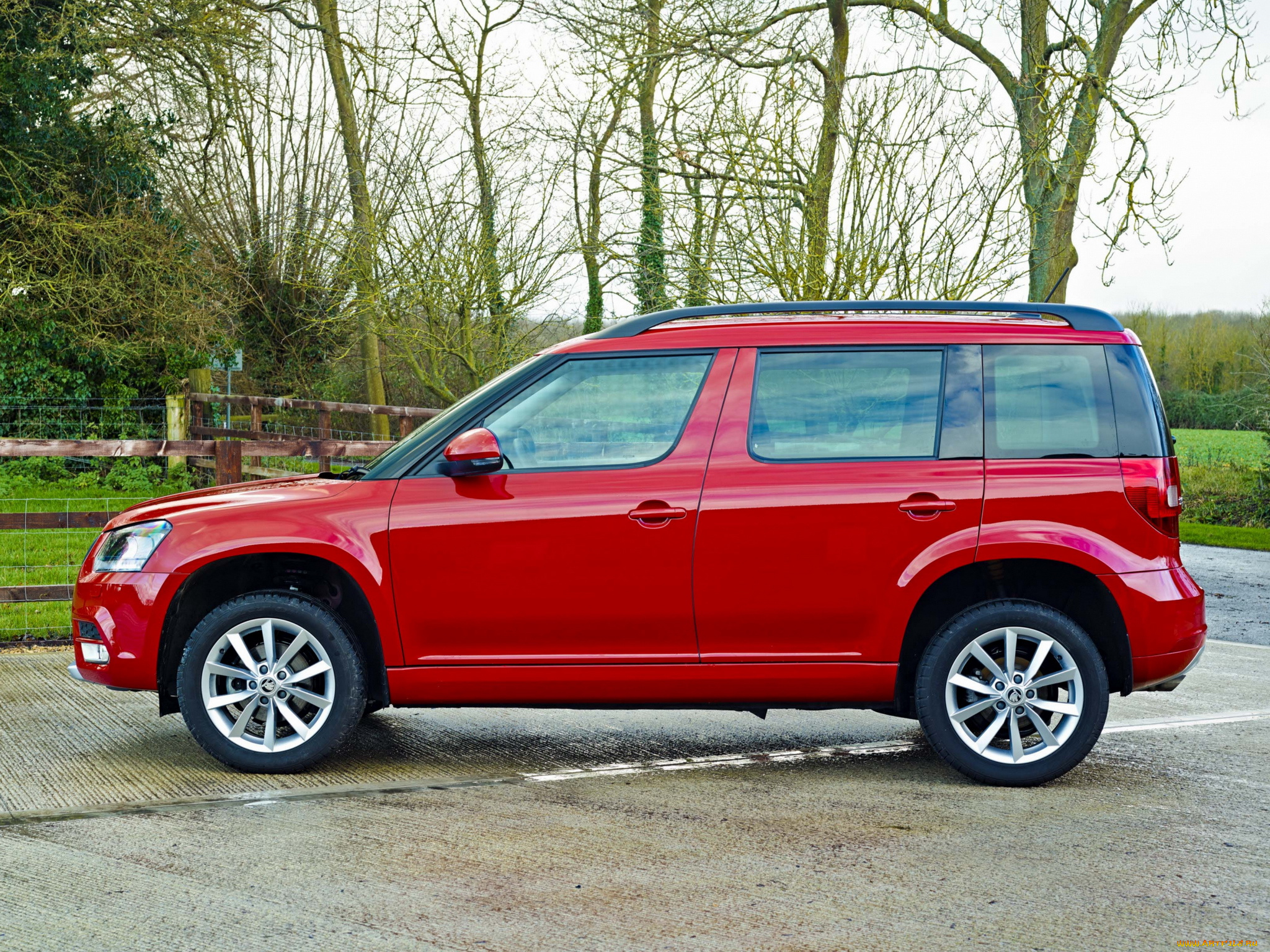 автомобили, skoda, 2014г, красный, uk-spec, yeti