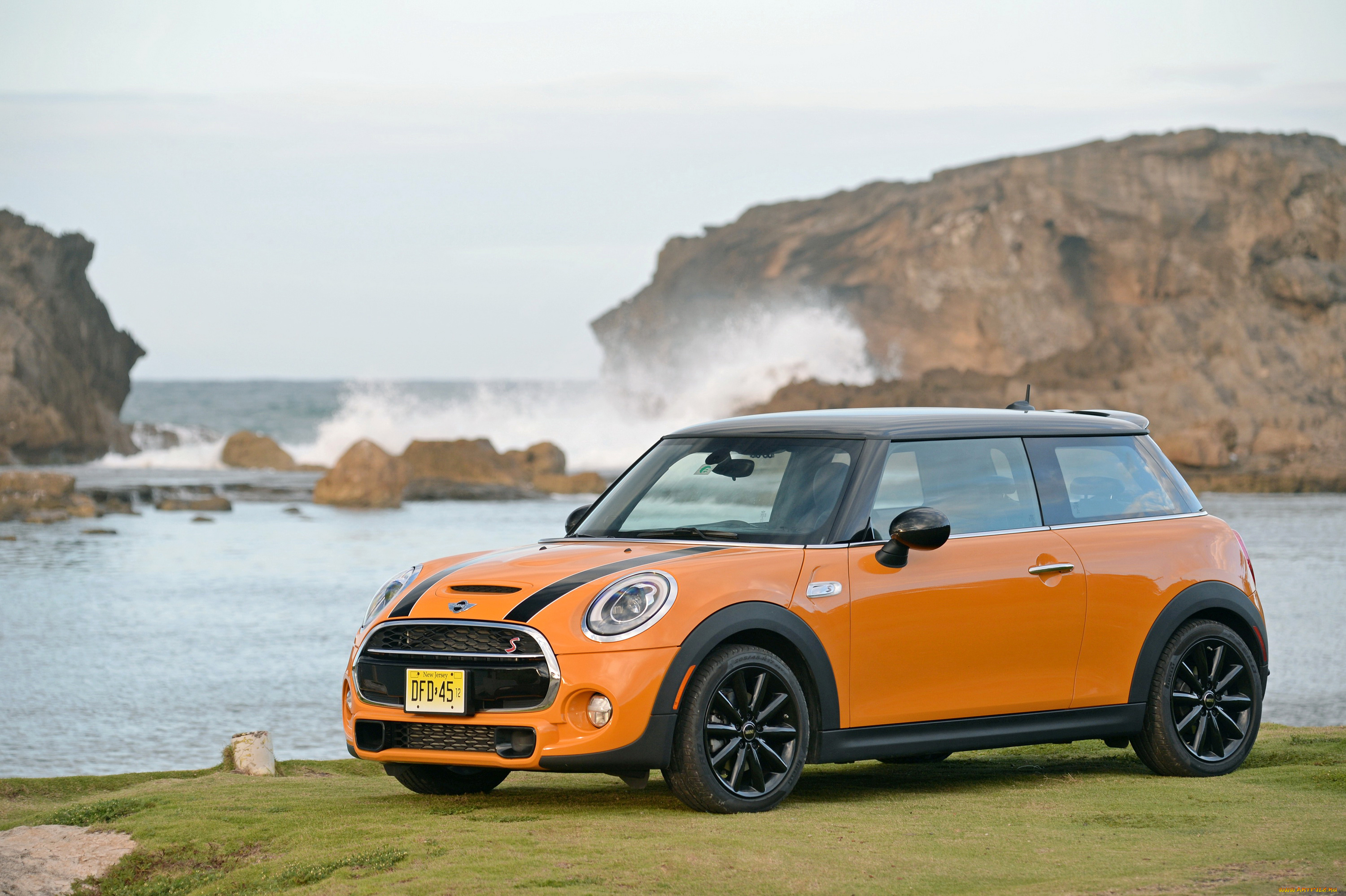 2014, mini, cooper, s, автомобили, mini, тюнинг, побережье, оранжевый, cooper