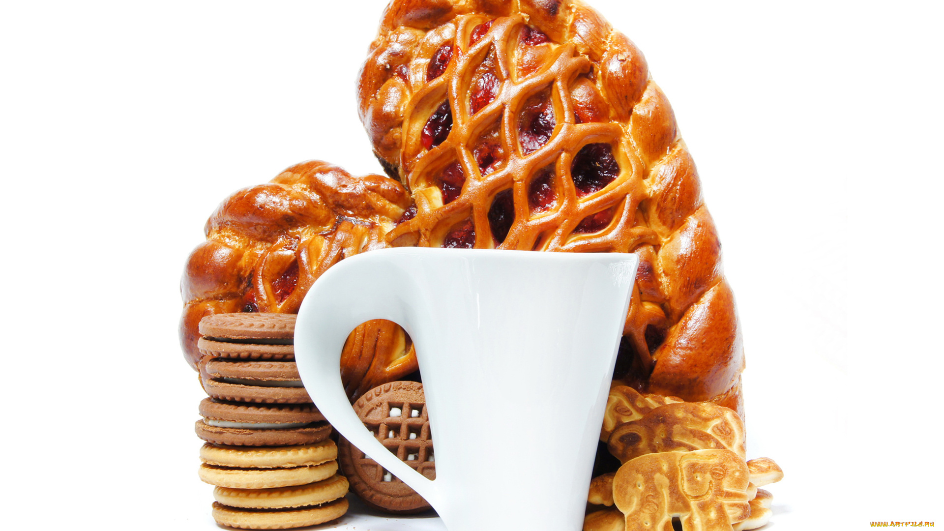 еда, пироги, чашка, печенье, пирог, выпечка