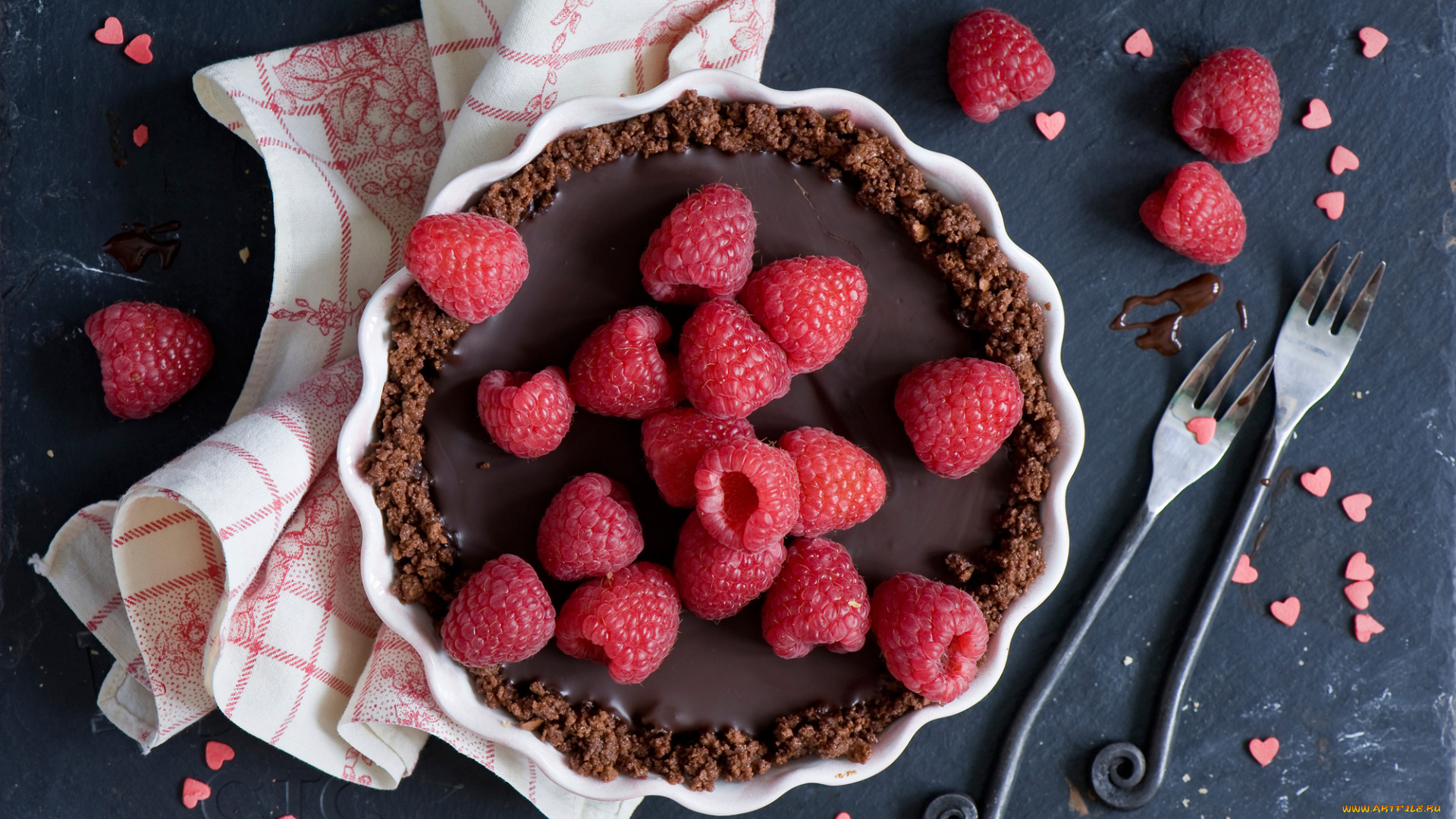 еда, пироги, ягода, шоколад, малина