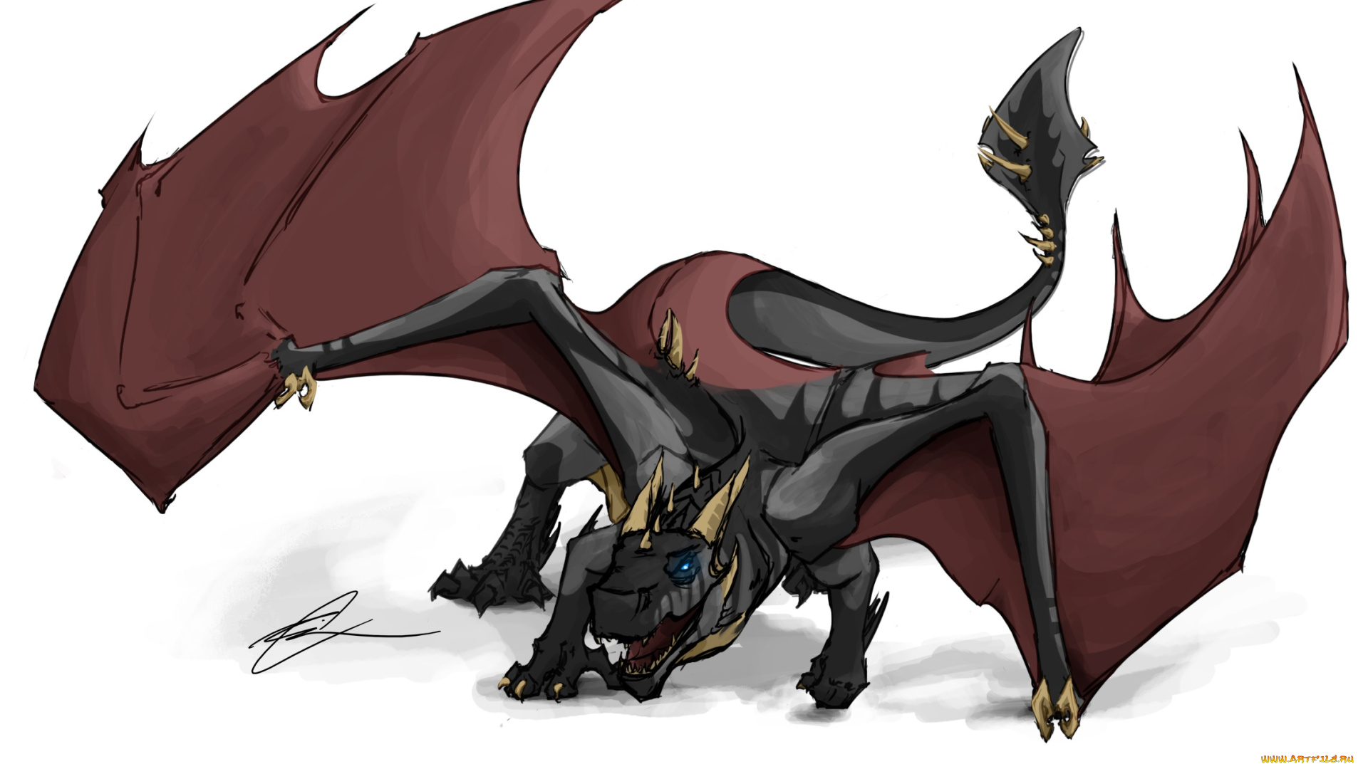 рисованное, животные, , сказочные, , мифические, фон, дракон