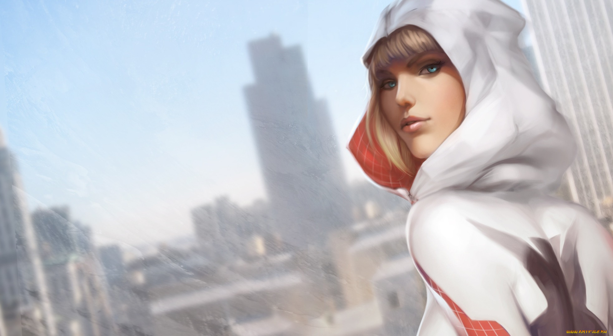 рисованное, люди, девушка, лицо, капюшон