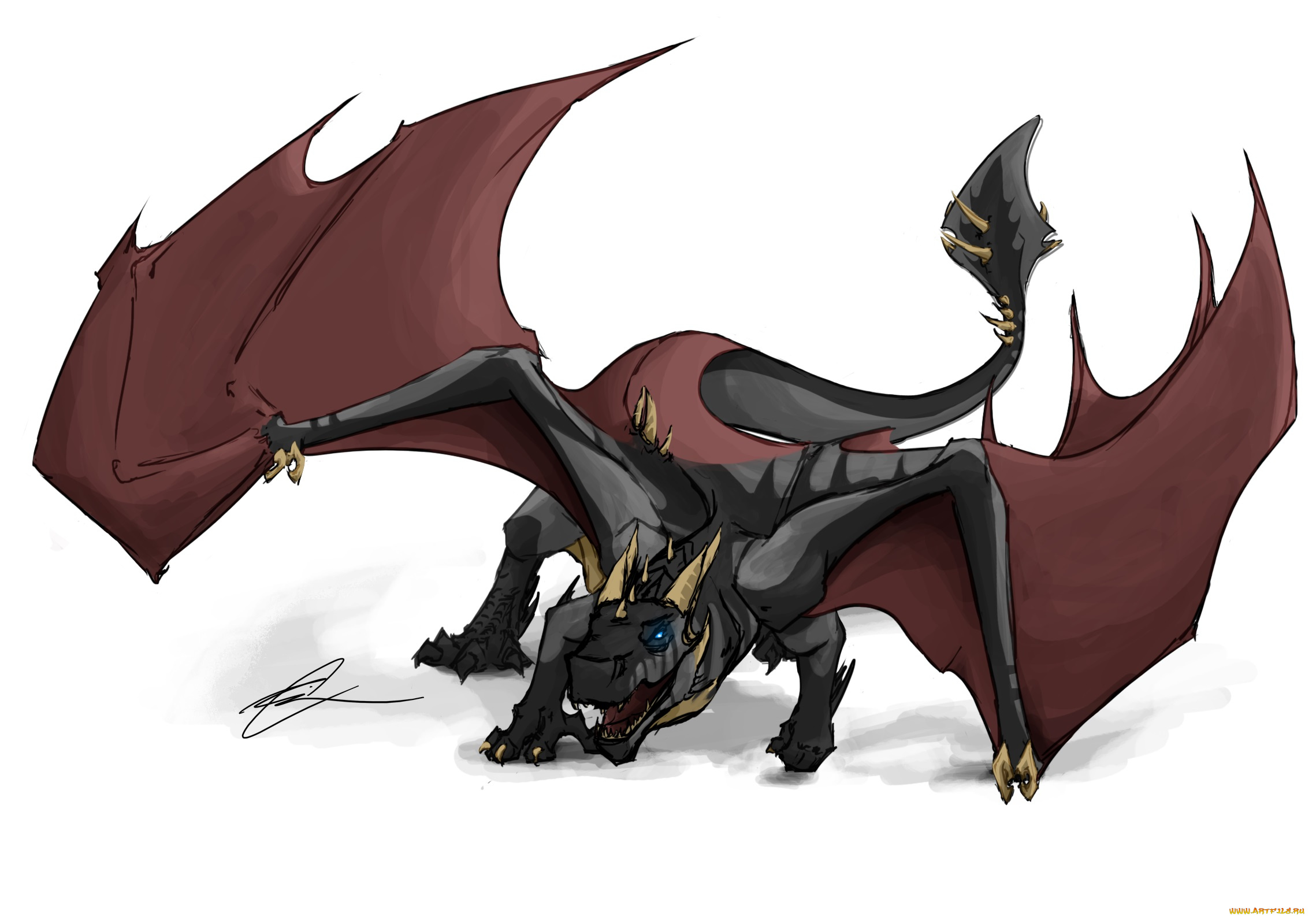 рисованное, животные, , сказочные, , мифические, фон, дракон