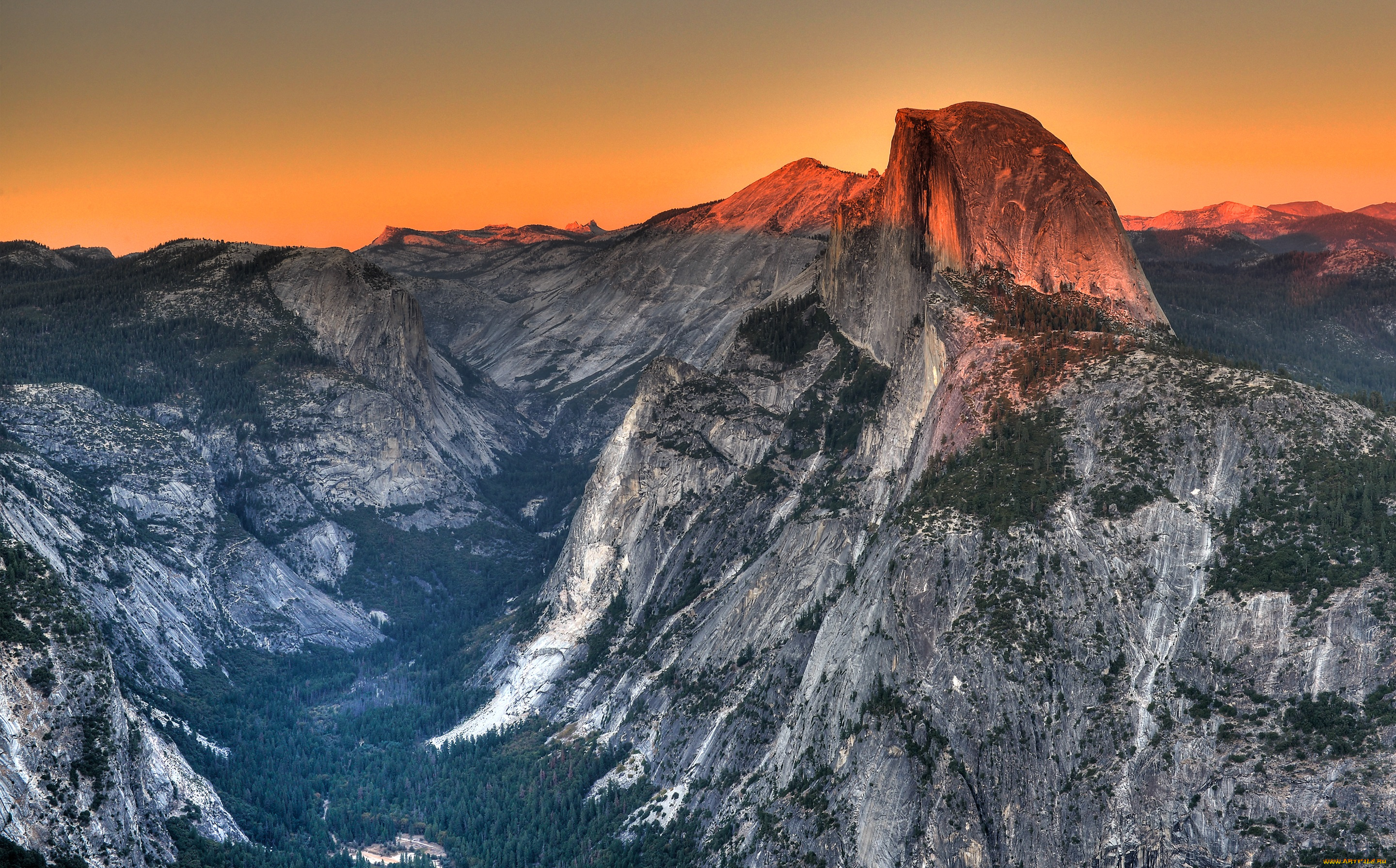 природа, горы, yosemite, national, park, панорама, пейзаж
