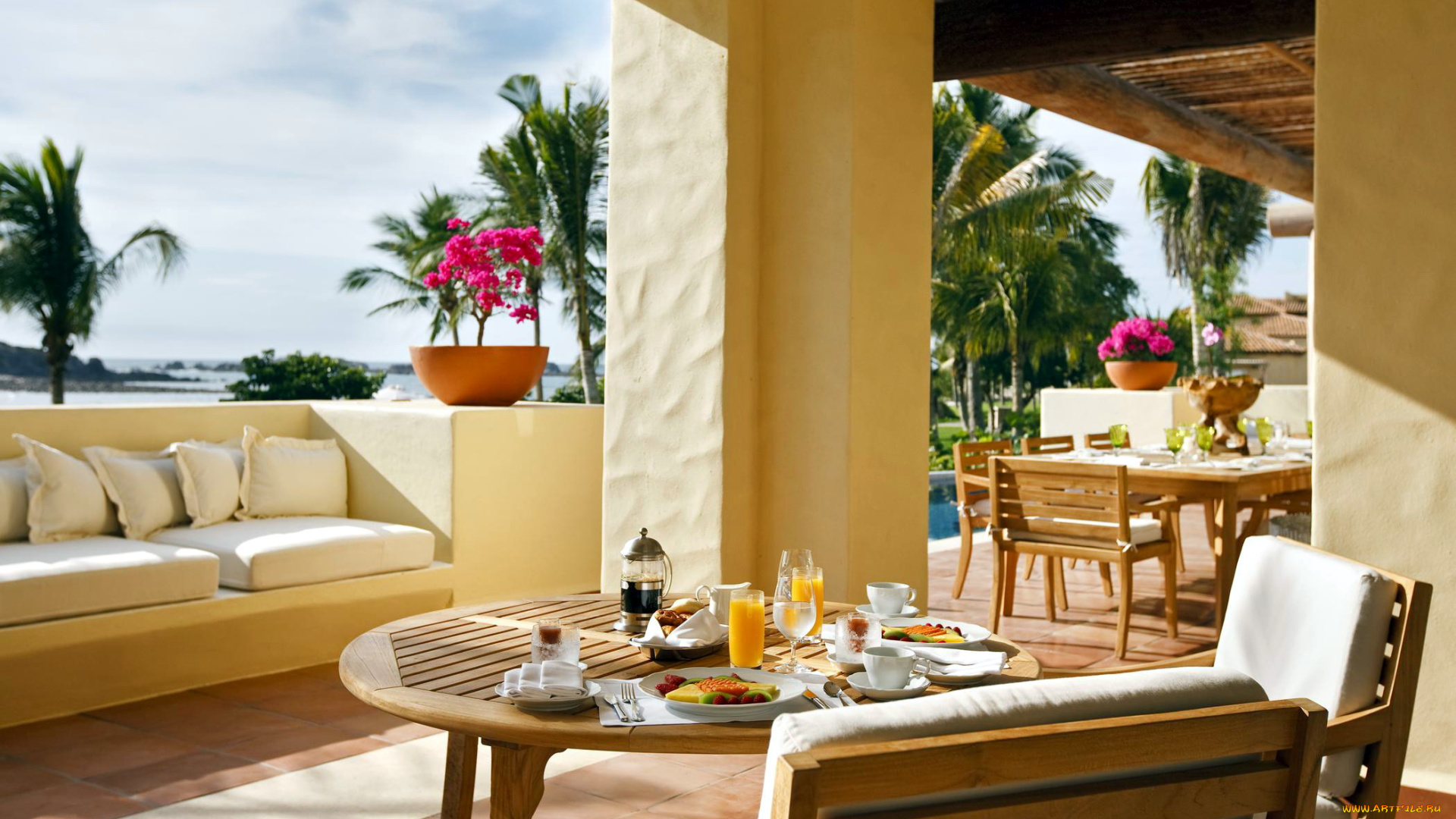 еда, сервировка, терраса, завтрак