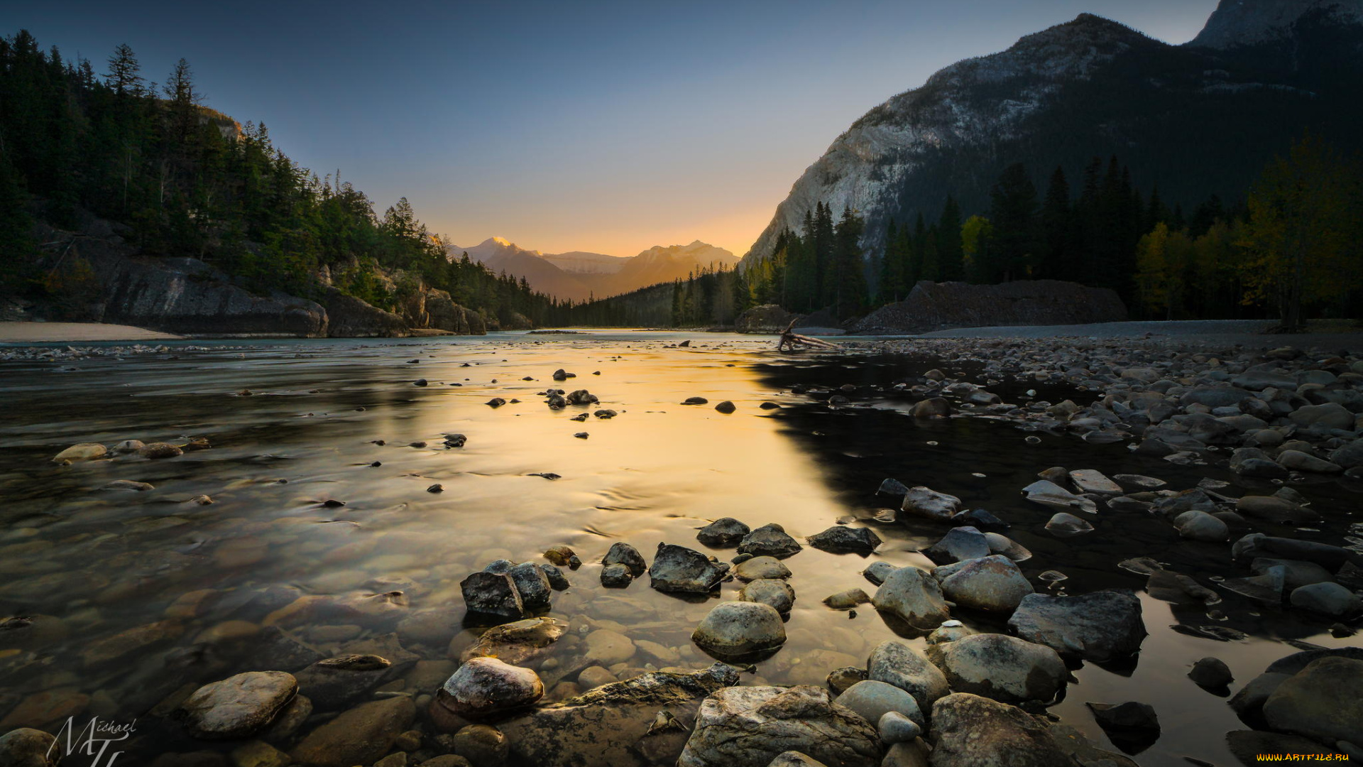 природа, реки, озера, горы, деревья, озеро, рассвет