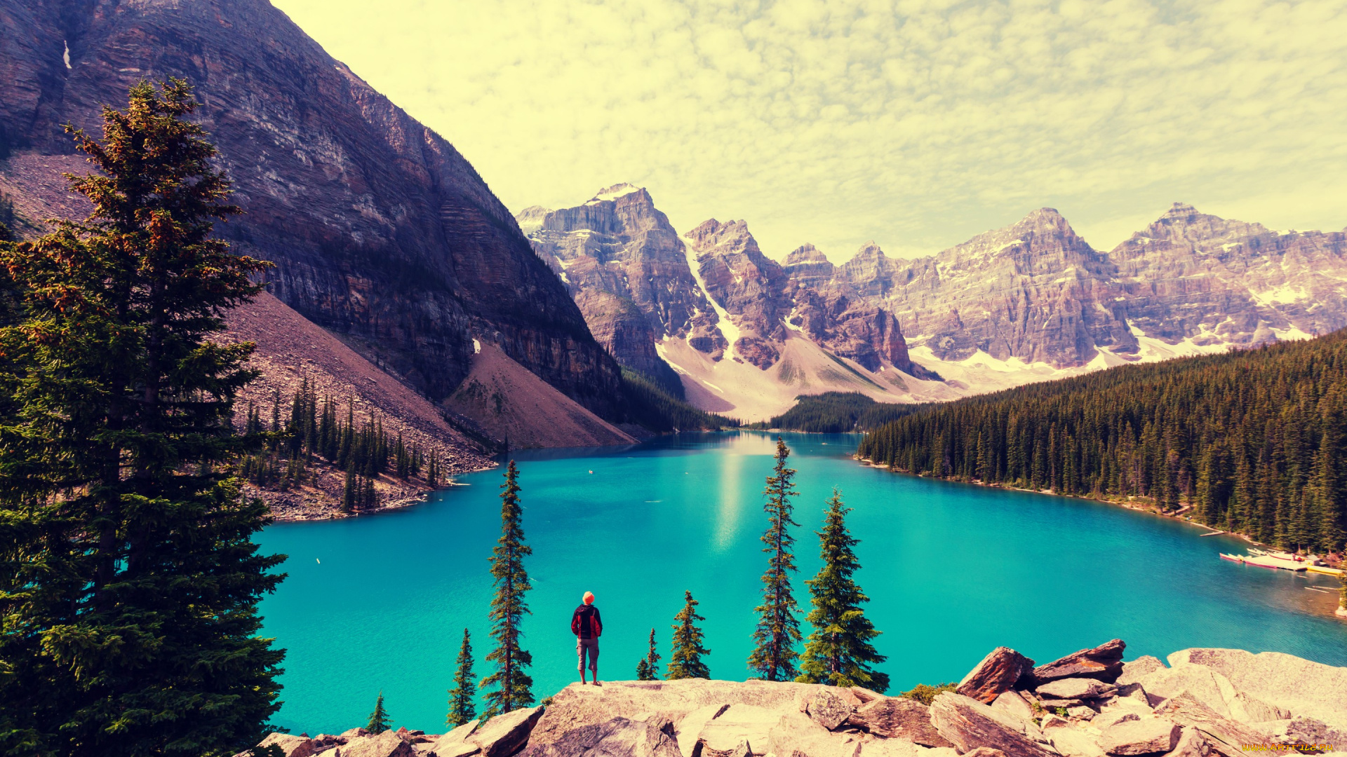 природа, реки, озера, moraine, lake, banff, national, park, canada, landscape, озеро, лес