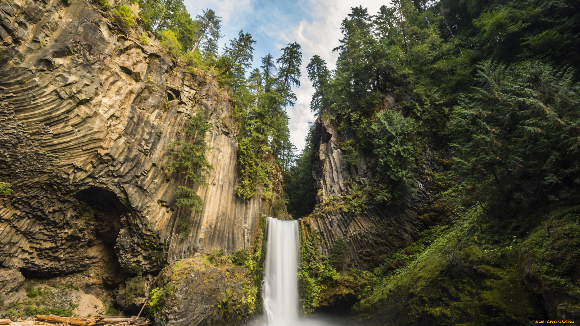 природа, водопады, водопад, река, лес