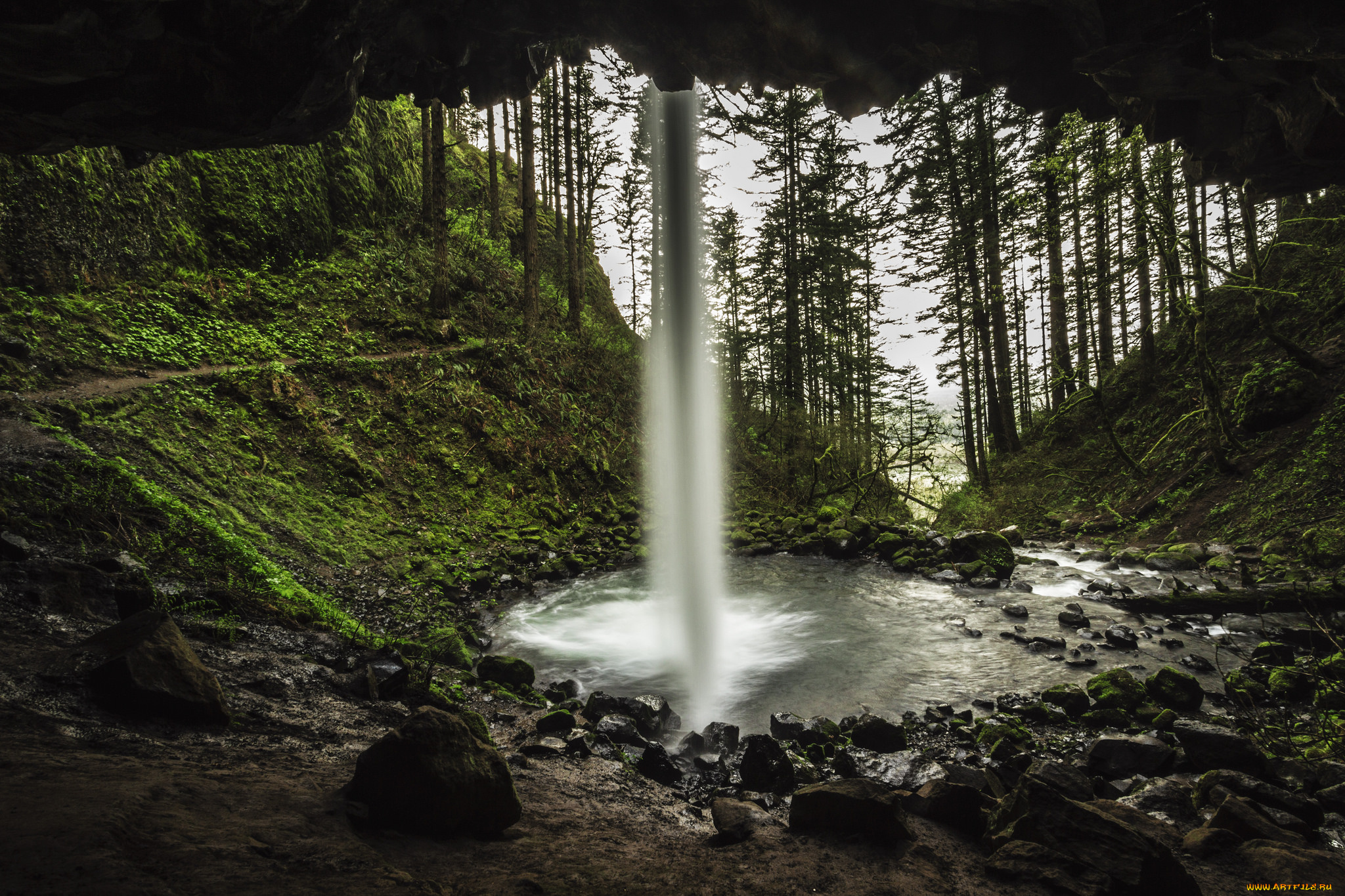 природа, водопады, водопад, река, лес