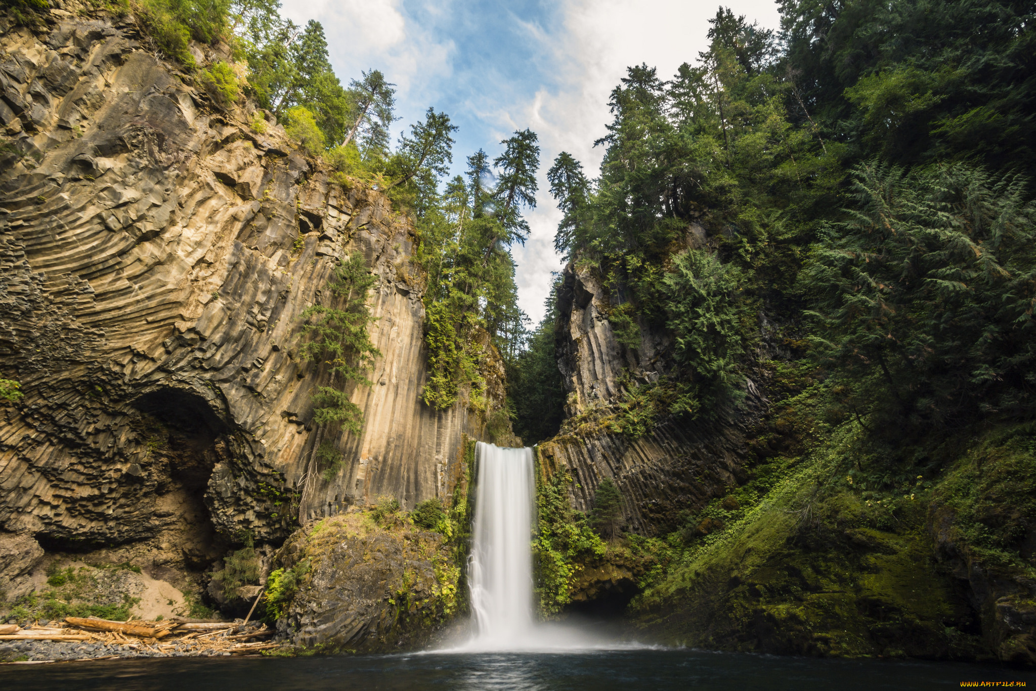 природа, водопады, водопад, река, лес