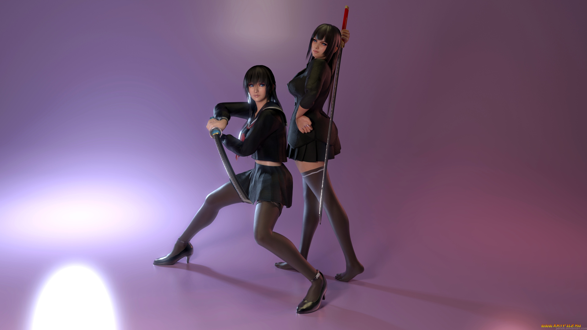 3д, графика, фантазия, , fantasy, оружие, взгляд, фон, девушки